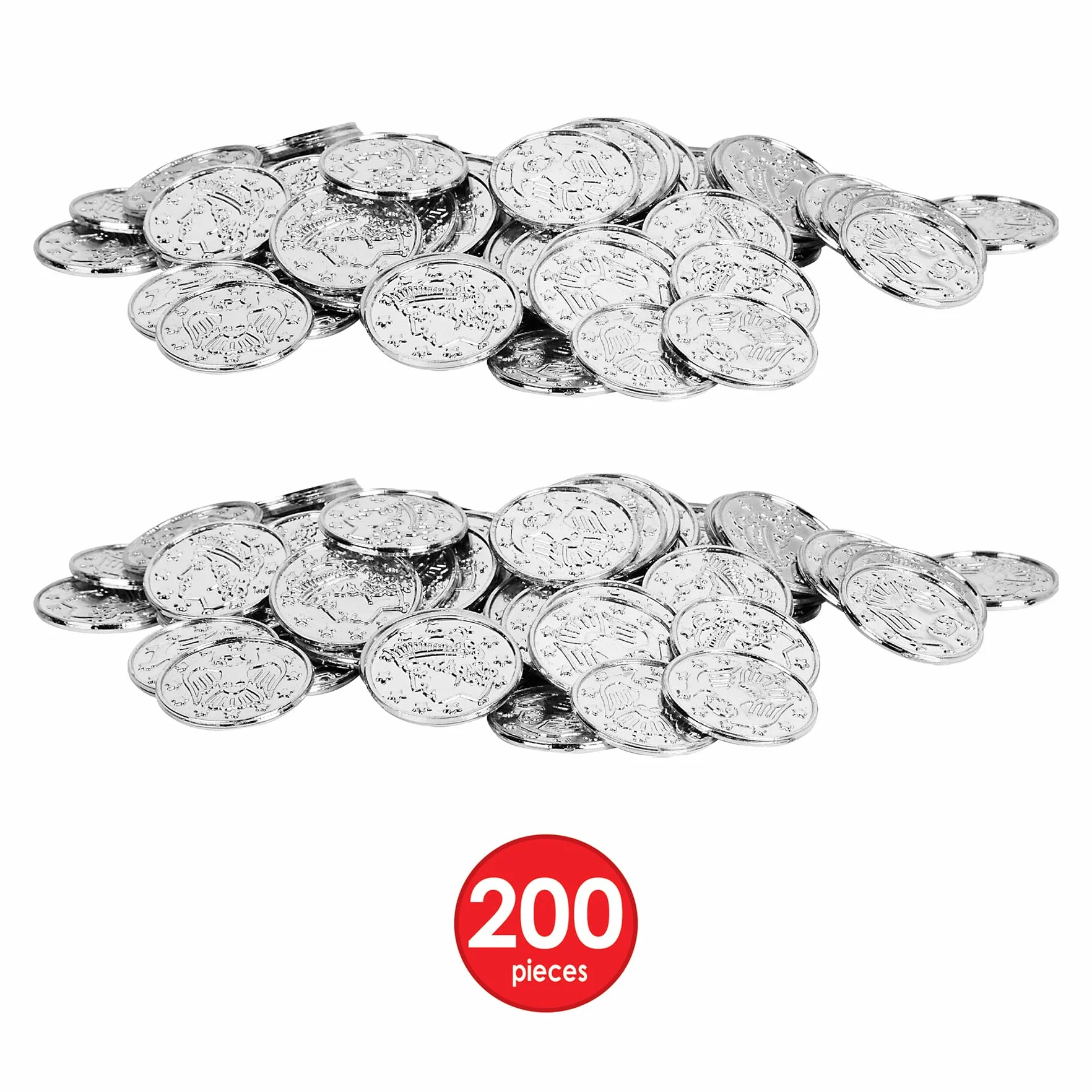 Beistle Silver S50856-SAZ2 plastikowe monety 200 sztuk