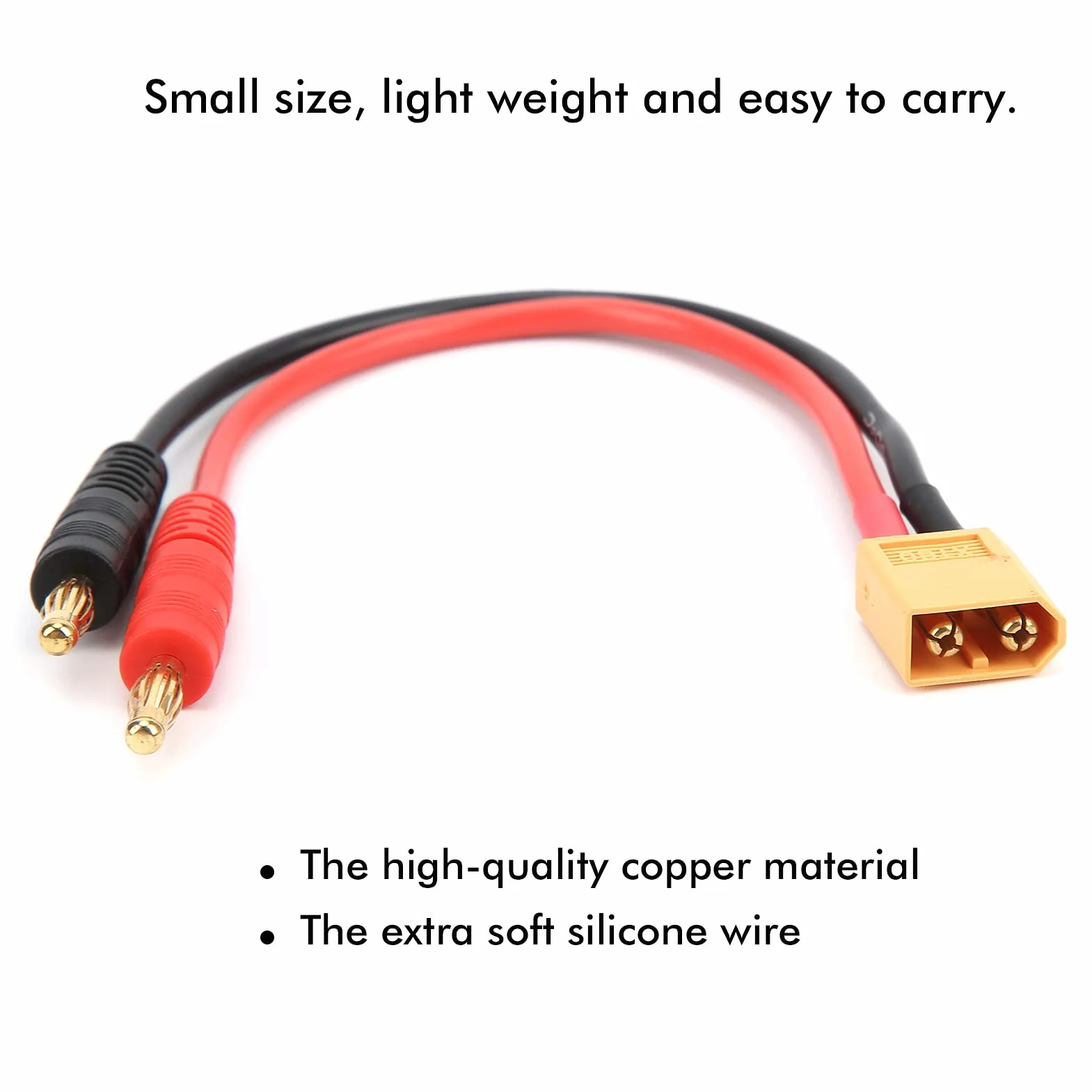 Kabel do ładowarki RC Lipo XT60 4mm Wtyk Bananowy 14AWG Silikonowy