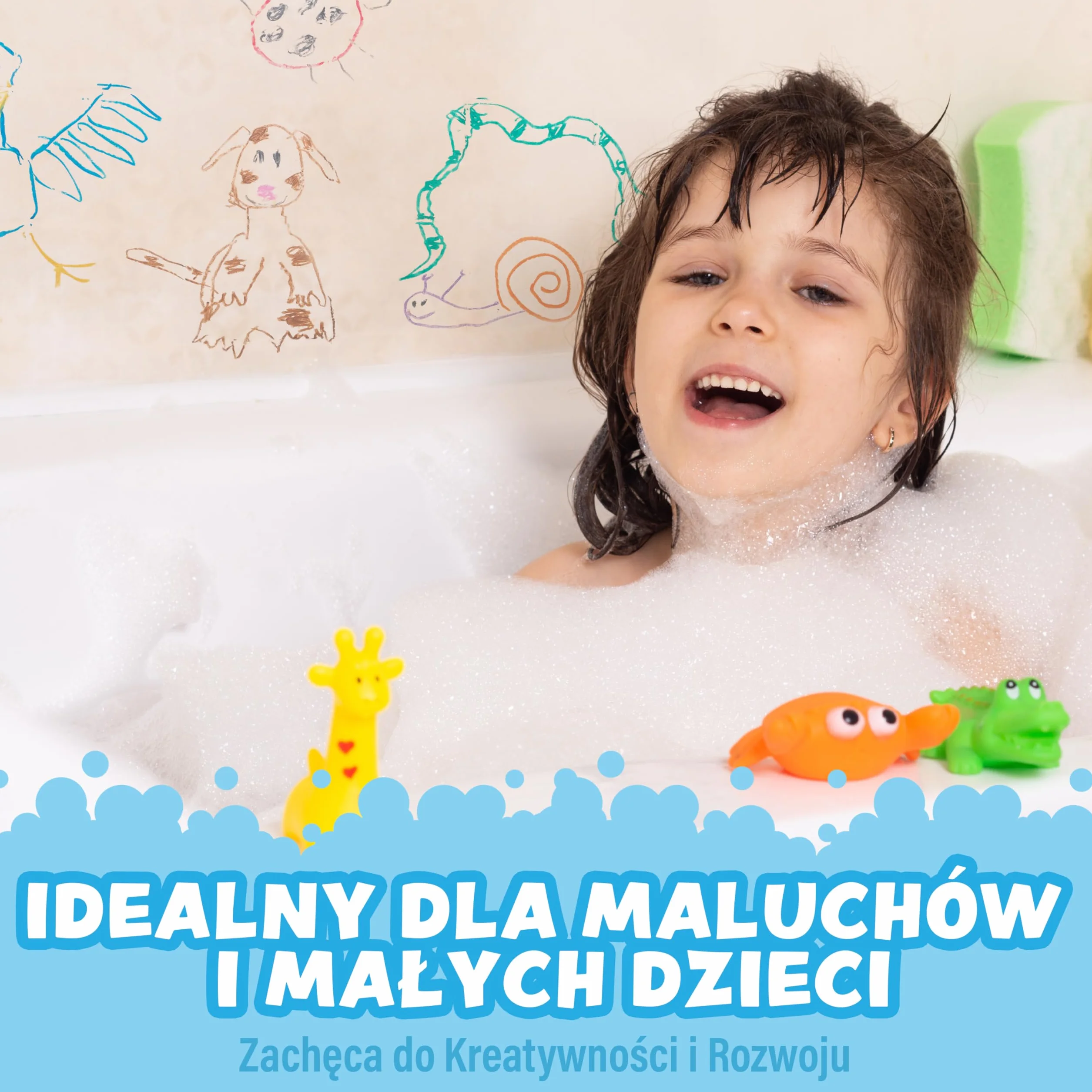 Tub Works Duże kredki do kąpieli, zabawka do kąpieli z | Nietoksyczne i zmywalne kredki do kąpieli dla dzieci | Rysuj na mokrych i suchych ścianach wanny | Duże i łatwe do uchwycenia