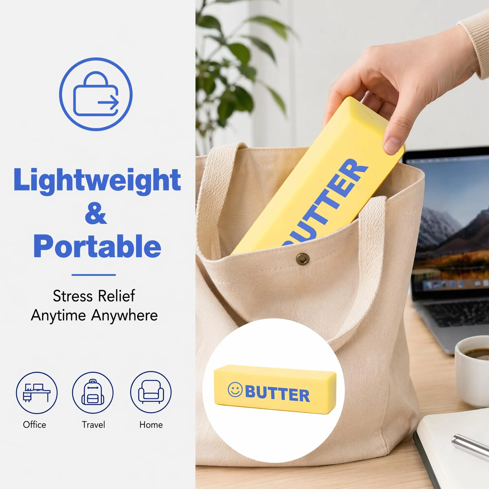 Giant Butter Squishy XXL - piłka antystresowa, zabawka sensoryczna, antystresowa dla dzieci i dorosłych, ADHD autyzm, pomysł na prezent (B)
