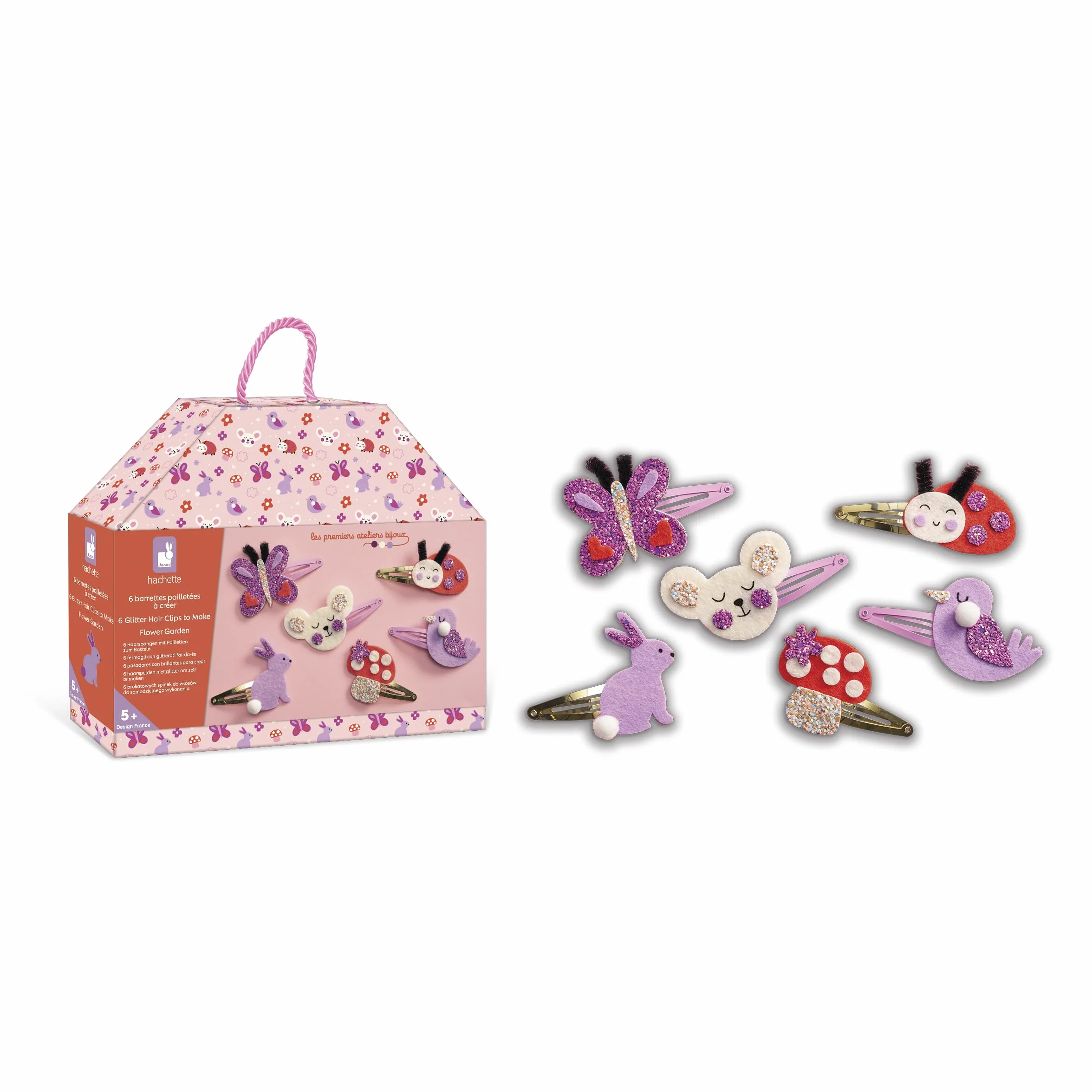 Janod - Zestaw 6 drążków do tworzenia - Jardin Fleuri - The Ateliers Jewelry - Zestaw do kreatywnego spędzania wolnego czasu dla dzieci - Nauka umiejętności motorycznych i kreatywności - Od 5 lat -