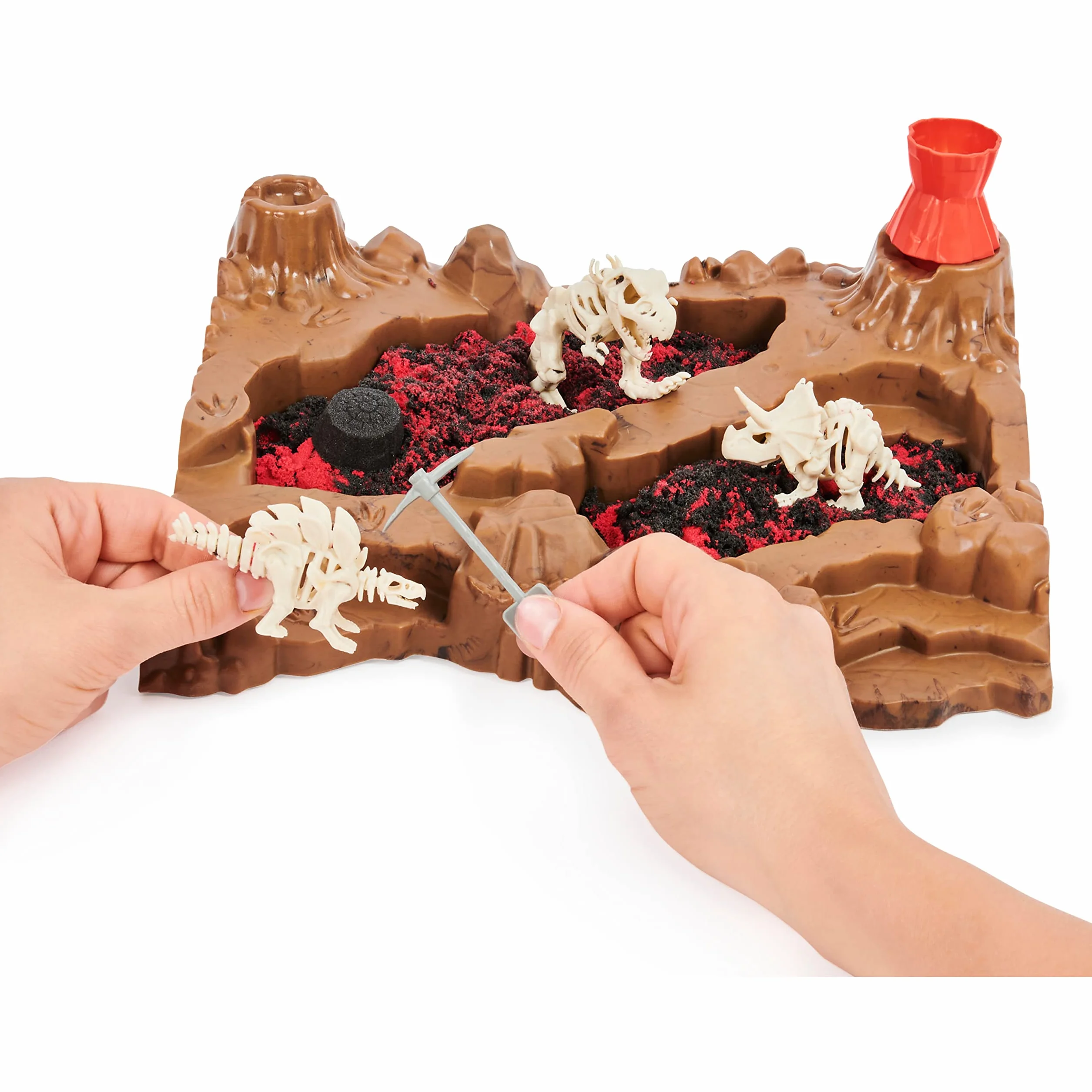 Kinetic Sand 6055874 - Wykopalisko Dinozaurów, Piasek Kinetyczny Z 10 Ukrytymi Akcesoriami ,3.0 Liczyć