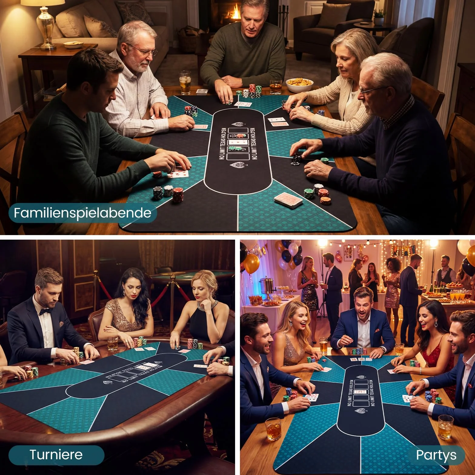 COSTWAY Texas Hold'em mata do pokera 179 x 89 cm, antypoślizgowa i wodoodporna, nakładka na stół pokerowy dla maksymalnie 10 graczy, w zestawie torba do noszenia, mata do pokera, do kasyna, blackjacka