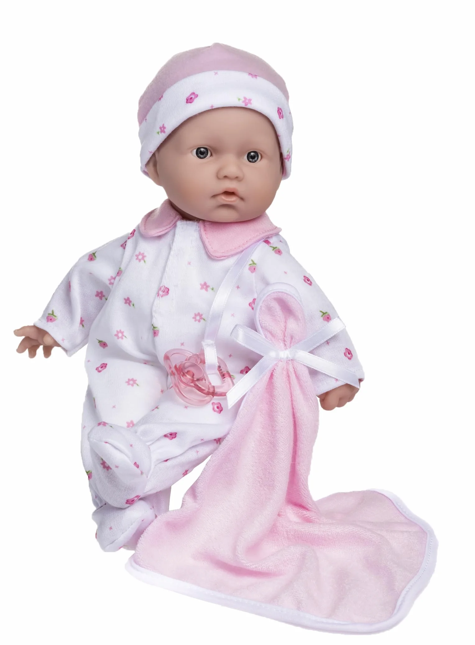 JC Toys La Baby kaukaska lalka niemowlęca, zestaw 28 cm, miękka lalka niemowlęca, nadająca się do prania, zdejmowany, różowy strój z czapką i kocem, dla dzieci w wieku od 12 miesięcy