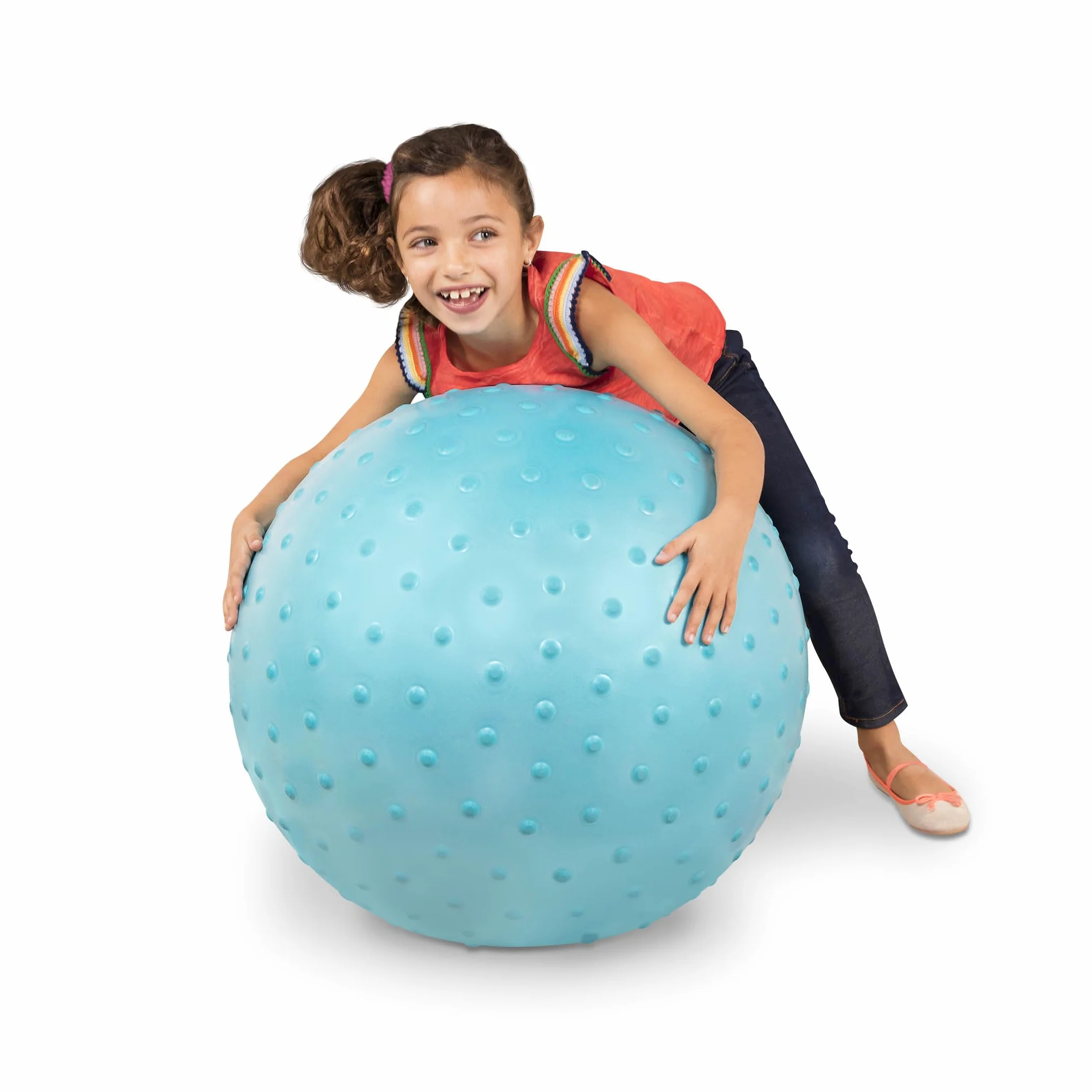 B. toys Duża piłka do skakania dla dzieci, 66 cm, niebieska piłka do skakania z wypustkami i pompką ręczną do zabawy, siedzenia i skakania – dla dziewcząt i chłopców od 3 lat
