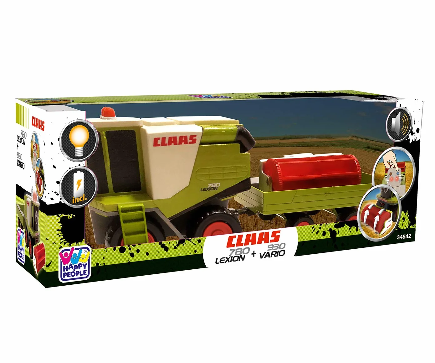 Happy People L&S 34542 CLAAS KIDS Lexion 780 kombajn zbożowy + hak tnący - ze światłem i dźwiękiem