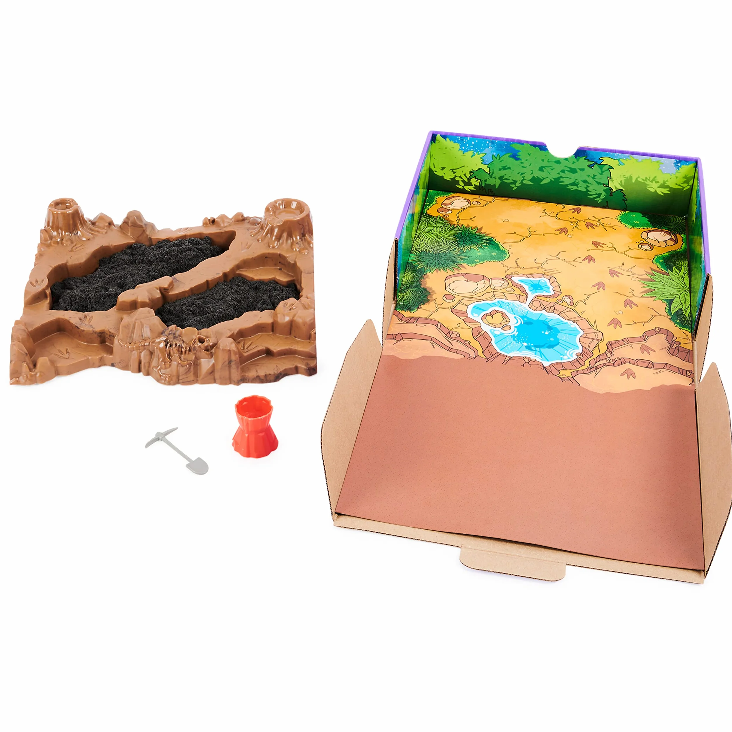Kinetic Sand 6055874 - Wykopalisko Dinozaurów, Piasek Kinetyczny Z 10 Ukrytymi Akcesoriami ,3.0 Liczyć