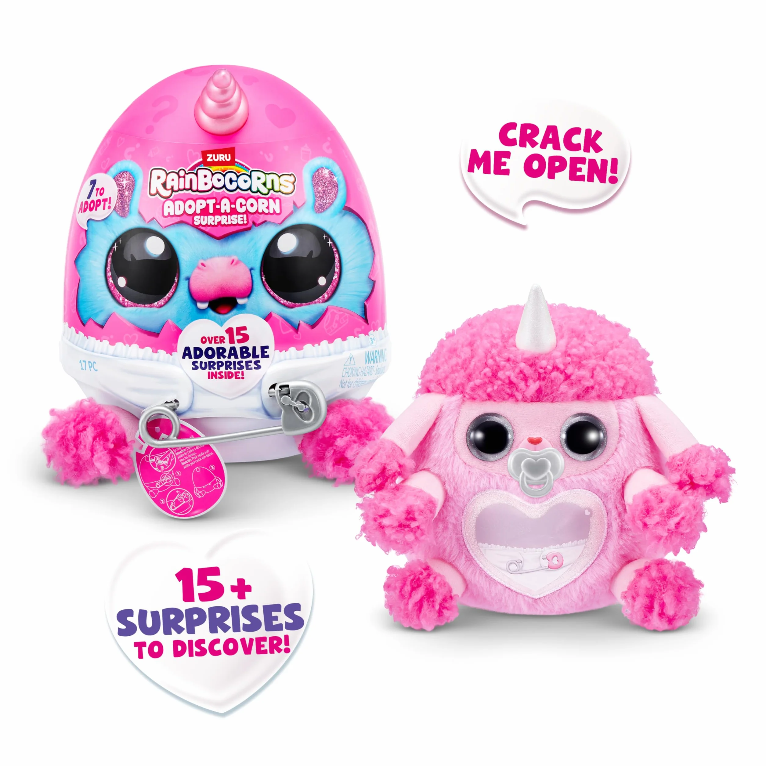 Adopt-A-Corn Surprise Pudel (Twil) od ZURU, ponad 15 niespodzianek, kolekcjonerski plusz, niemowlę, jajka niespodzianka dla dziewcząt i dzieci w wieku od 3 lat (pudel)