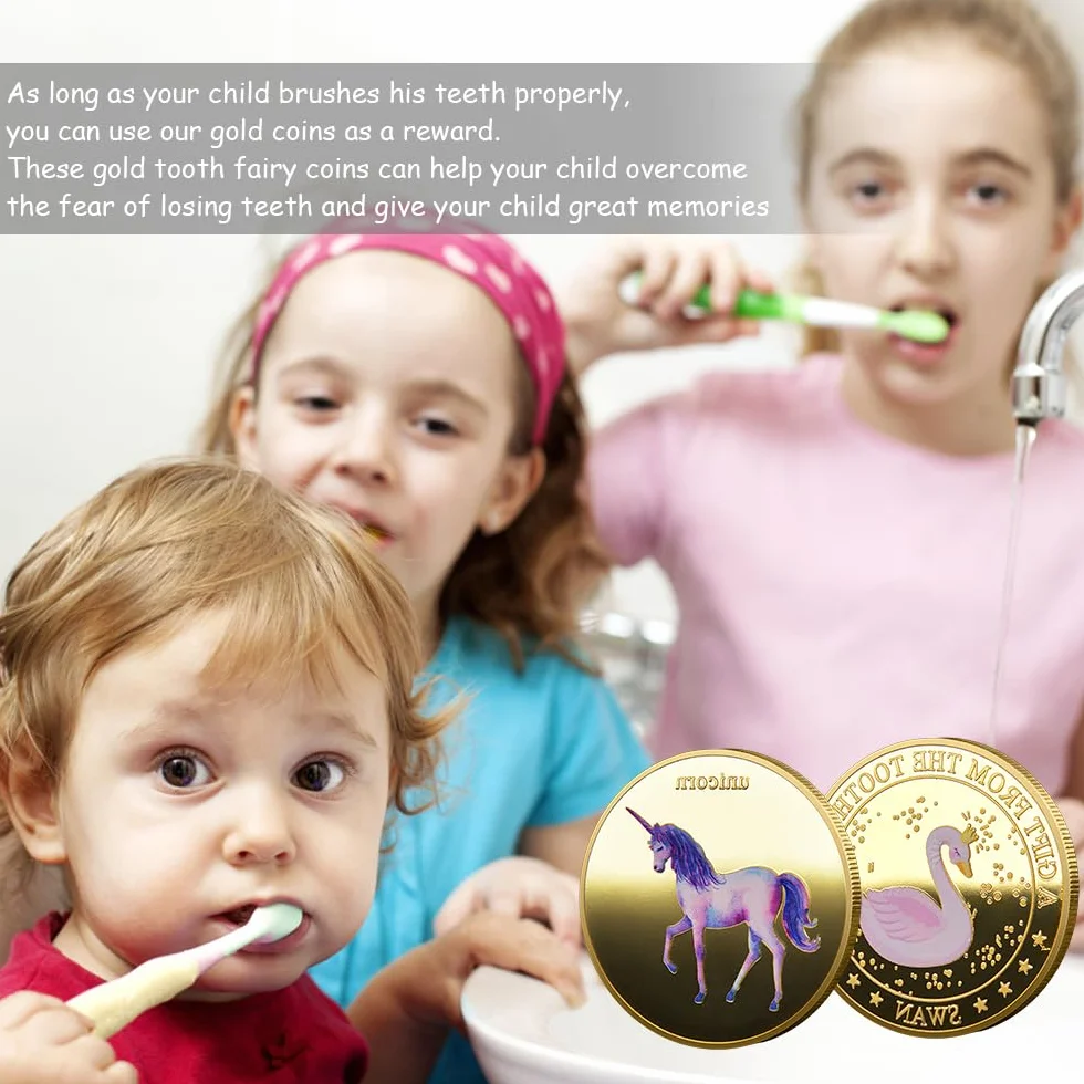 12 sztuk monet z wróżką zębową, monety Tooth Fairy z różnymi wzorami, pamiątki dla dzieci z zgubionymi zębami, prezenty dla chłopców i dziewczynek