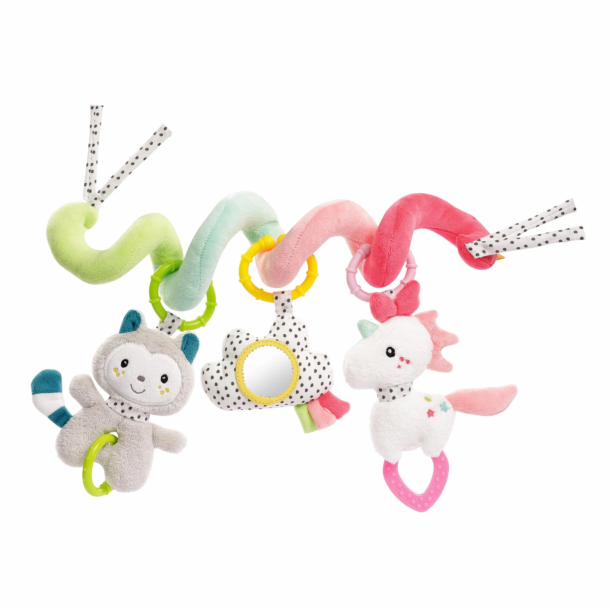 Fehn Activity Spirala Aiko & Yuki 057034 – zabawa w dotyku i chwytanie – dla niemowląt i małych dzieci od 0+ miesięcy – długość: 30 cm