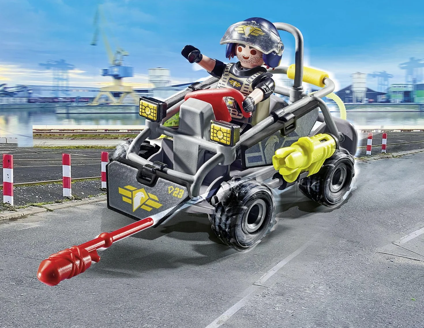 PLAYMOBIL City Action 71147 Quad terenowy jednostki specjalnej z możliwością przekształcenia w motorówke, od 5 lat