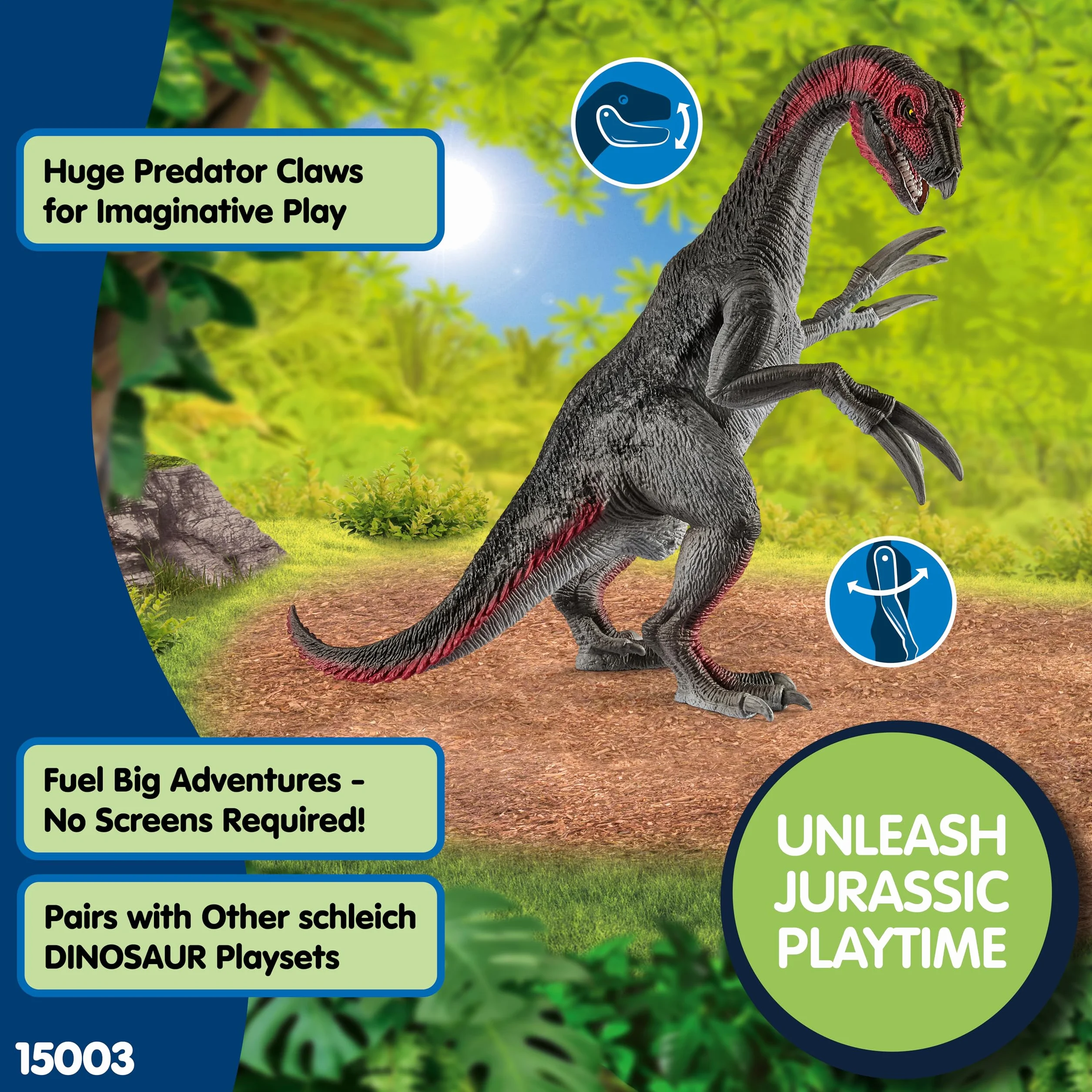 schleich DINOSAURS | Therizinozaur 15003 | Szczegółowa figurka dinozaura z ruchomą szczęką i łapami | Prezent dla dzieci | Od 3 lat | 20 × 14 × 20 cm