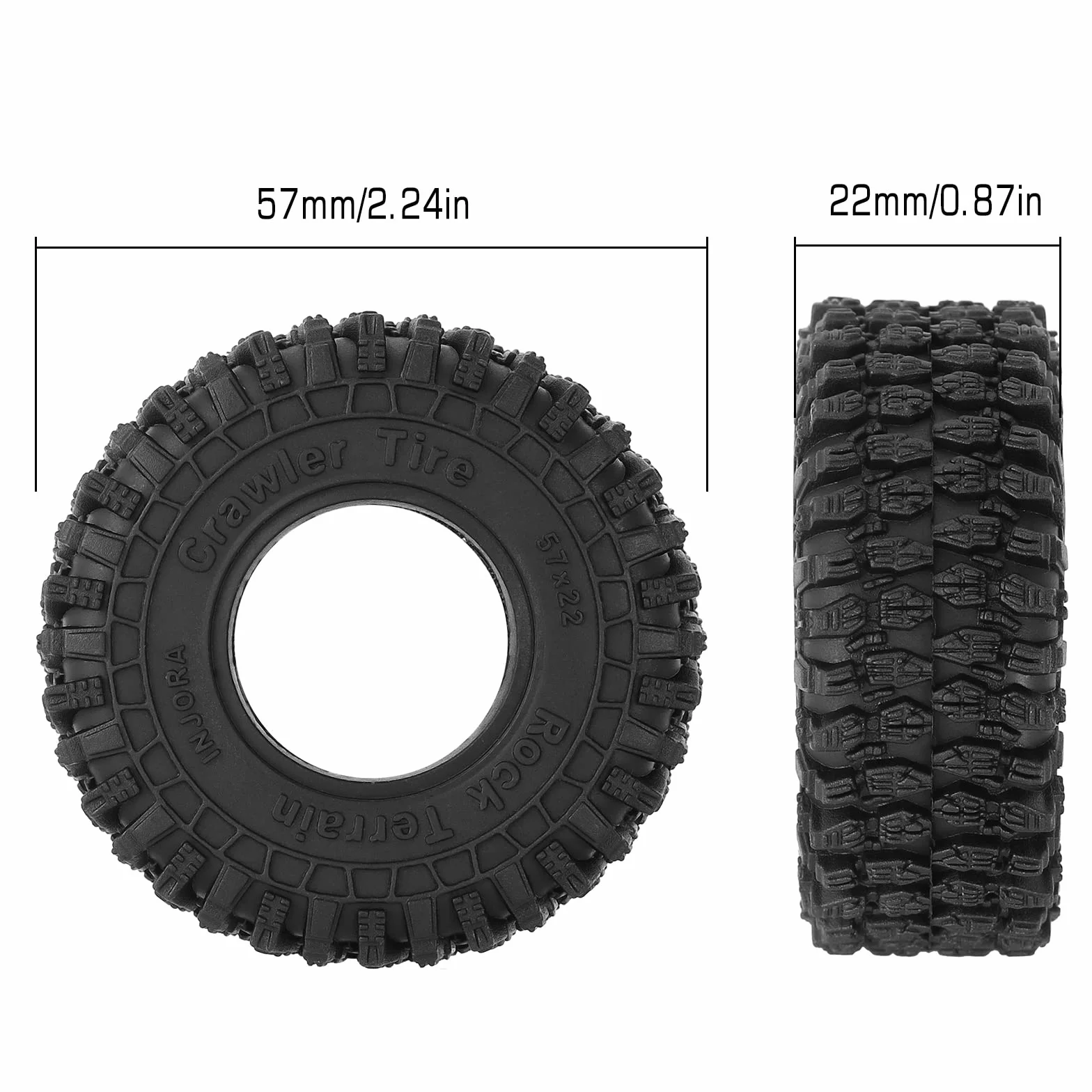 INJORA 1.0 opony-S5 super miękkie lepkie opony gąsienicowe 57 * 22 mm do TRX4M Axial AX24 SCX24 FCX24 Enduro24 Upgrade, T1016