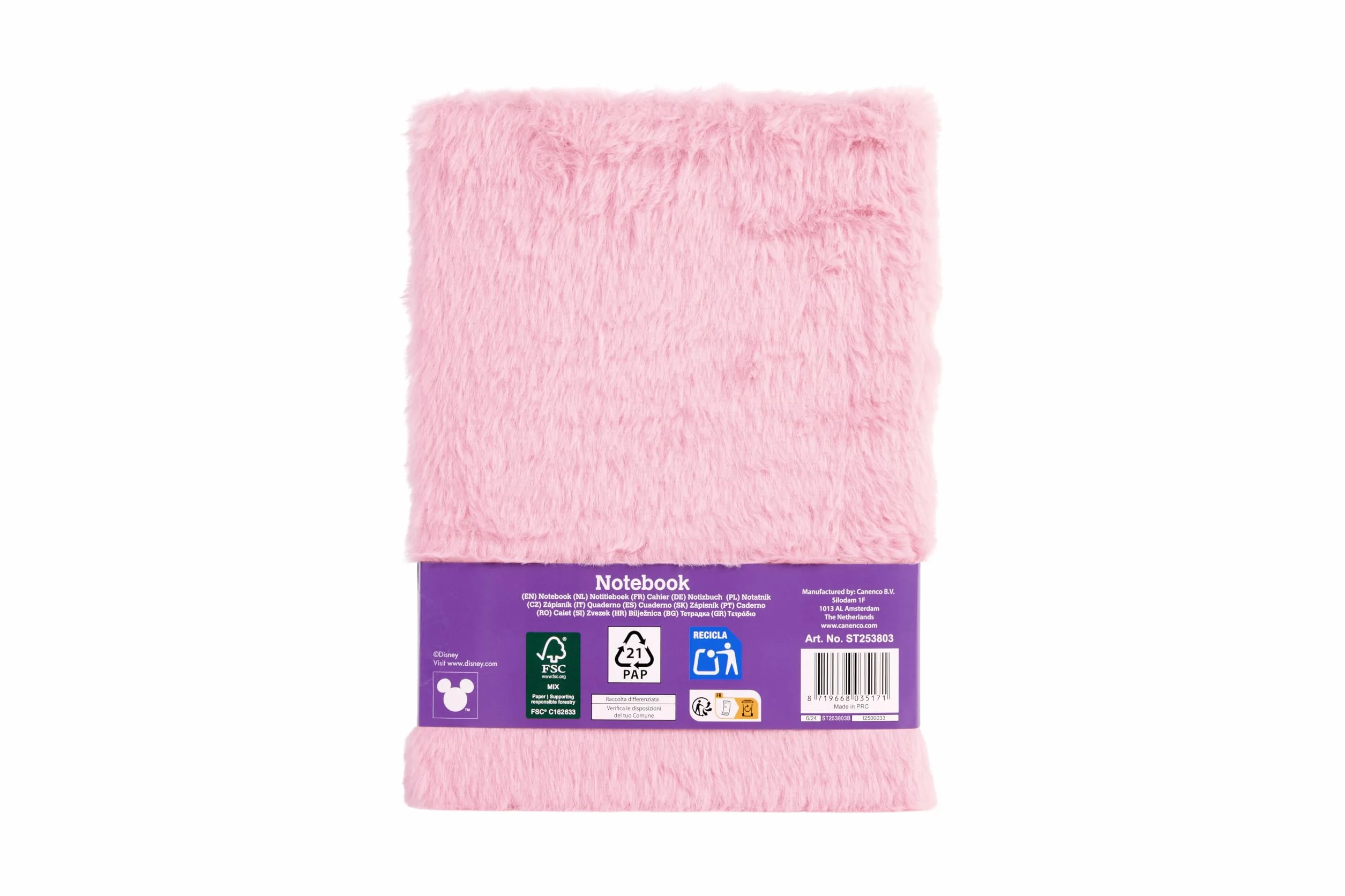 Stitch pluszowy notatnik A5, różowy, puszysty dziennik dla dzieci, notatnik z motywem Disneya, pluszowa książka dla dziewcząt i chłopców, kreatywny prezent od 3 lat, dziennik dla dzieci z liniami