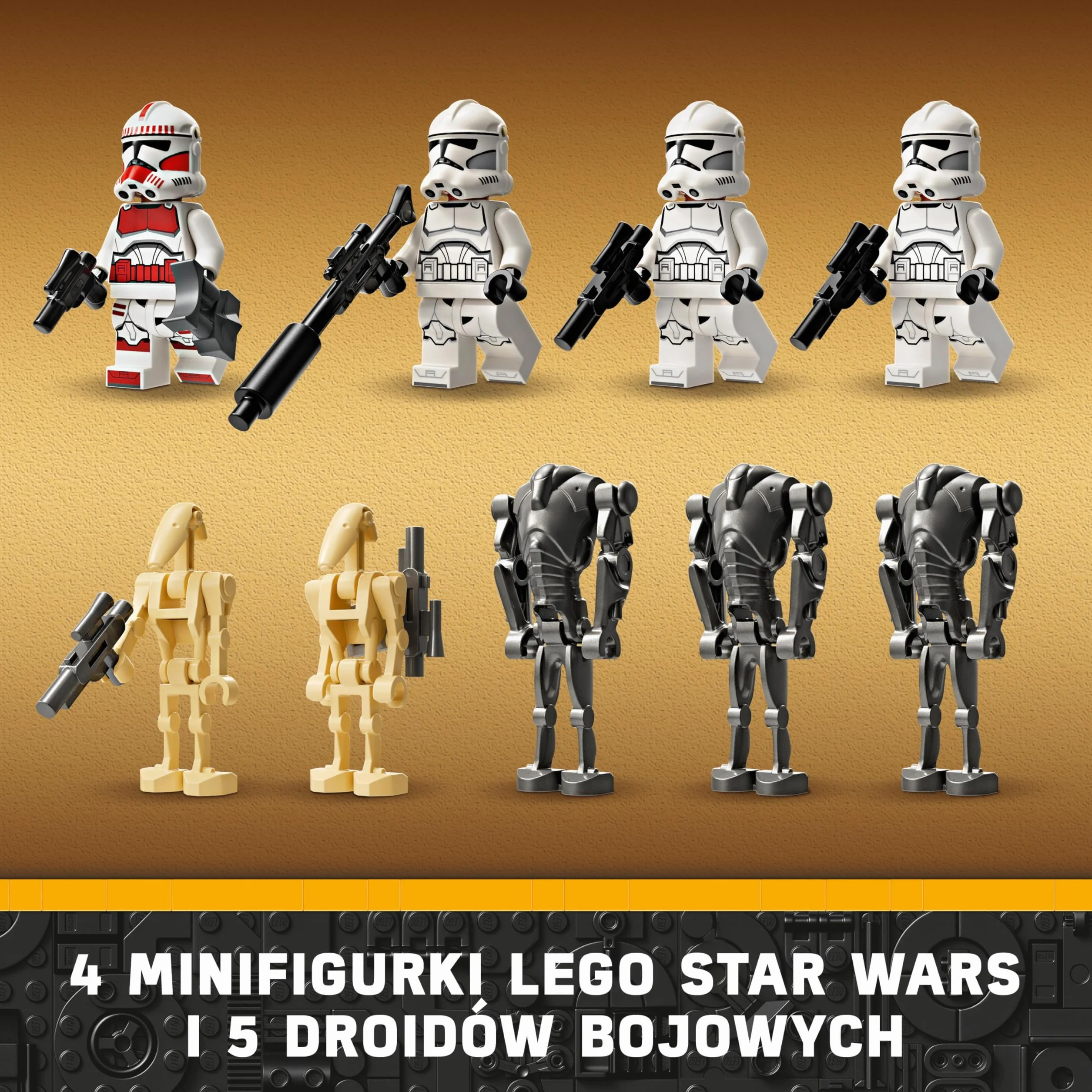 LEGO Star Wars Zestaw bitewny z żołnierzem armii klonów i droidem bojowym, Ścigacz i Tri-droid, Zabawka dla Dziecka i Fanów Gwiezdnych Wojen: Wojna Klonów, Prezent dla 7-latka, 75372
