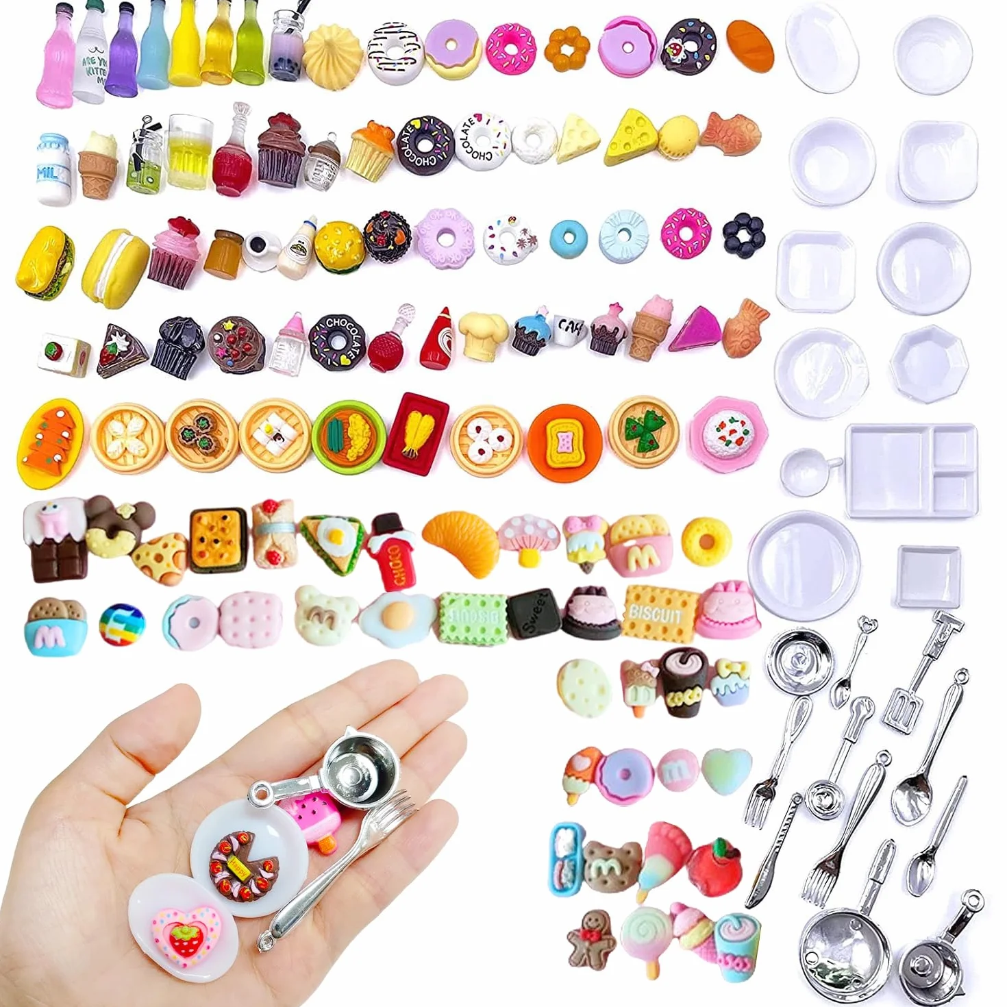 150 sztuk mini potraw mini jedzenie miniaturowe jedzenie zabawka do jedzenia miniaturowe zabawki spożywcze (styl losowy), idealny do dekoracji miniaturowych kuchni i domków dla lalek