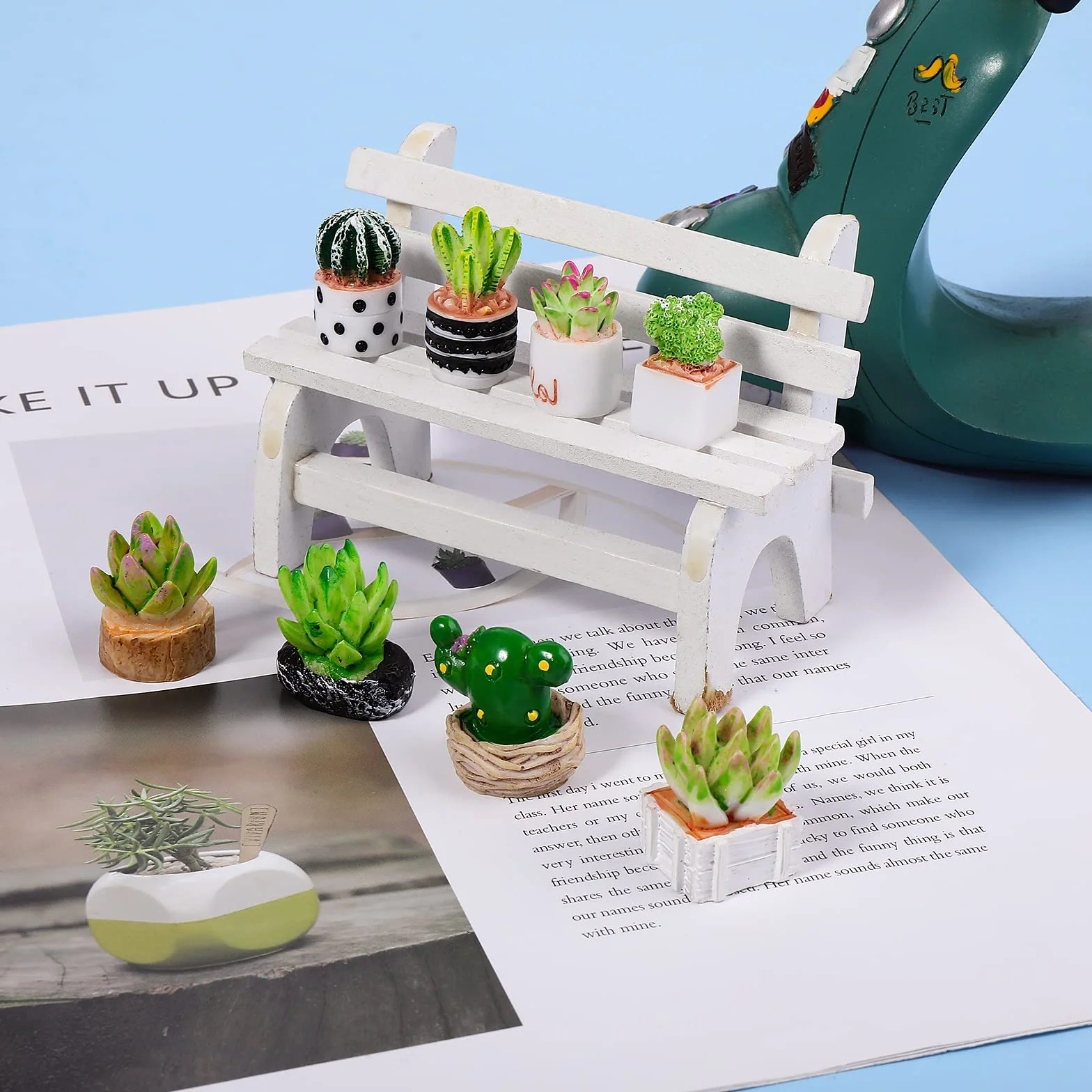 cobee Miniaturowa roślina do domku dla lalek, miniaturowa sztuczna roślina, domek dla lalek, mini roślina doniczkowa, mały model bonsai, sztuczny sukulent, dekoracja domku dla lalek 1:12, mini ogród
