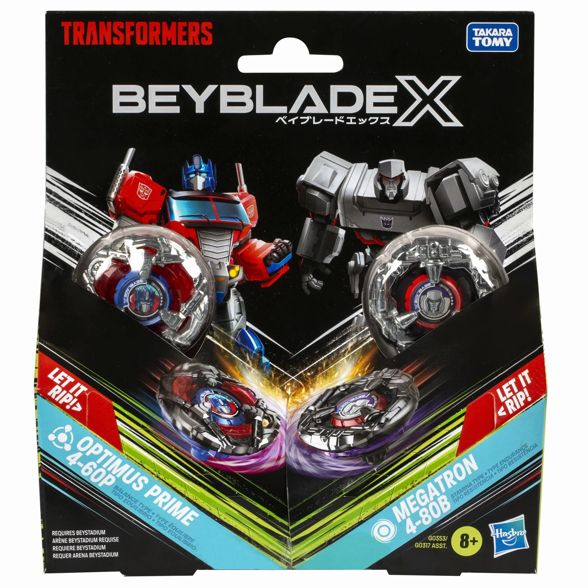 Wielopak Beyblade X Transformers Collab Optimus Prime 4-60P kontra Megatron 4-80B