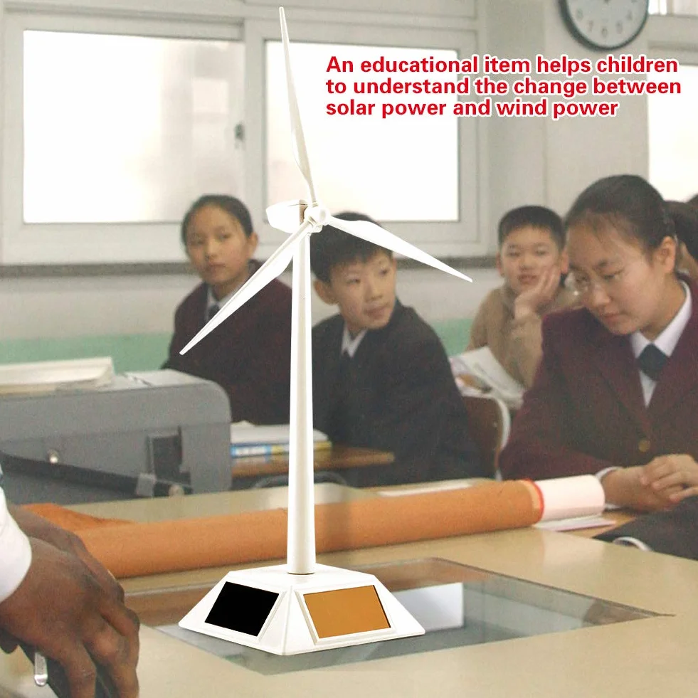 ABS zasilany energią słoneczną wiatrak Model zabawka pulpit biurowy wiatrak Craft Kids Children Science Education Learning Toy White