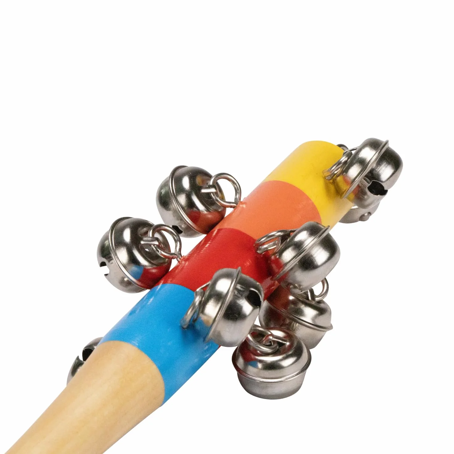 GICO Grzechotka z obejmami kolorowa z drewna dla dzieci z dzwonkami instrument muzyczny - długość 21,5 cm - 3861