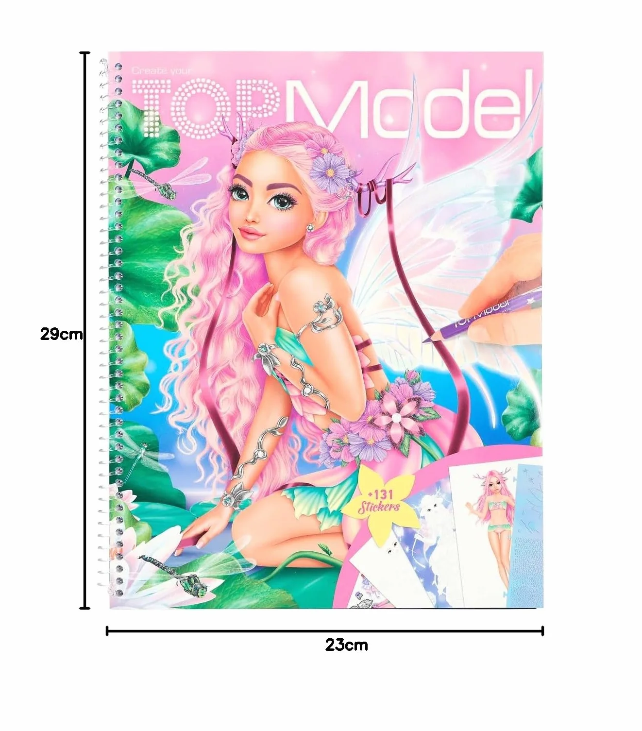 Depesche 12147 Create your TOPModel - kolorowanka fantasy z 78 stronami do tworzenia magicznych strojów, kolorowanka z arkuszem naklejek i szablonem