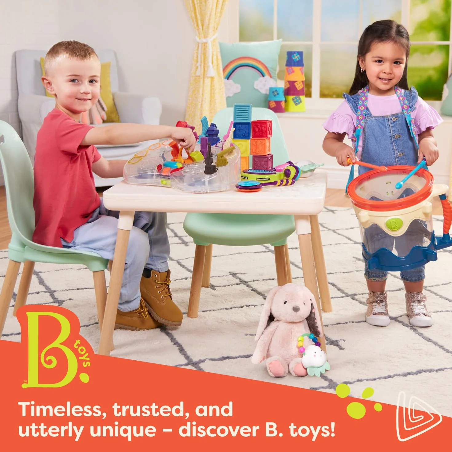 B. toys Duża piłka do skakania dla dzieci, 66 cm, niebieska piłka do skakania z wypustkami i pompką ręczną do zabawy, siedzenia i skakania – dla dziewcząt i chłopców od 3 lat