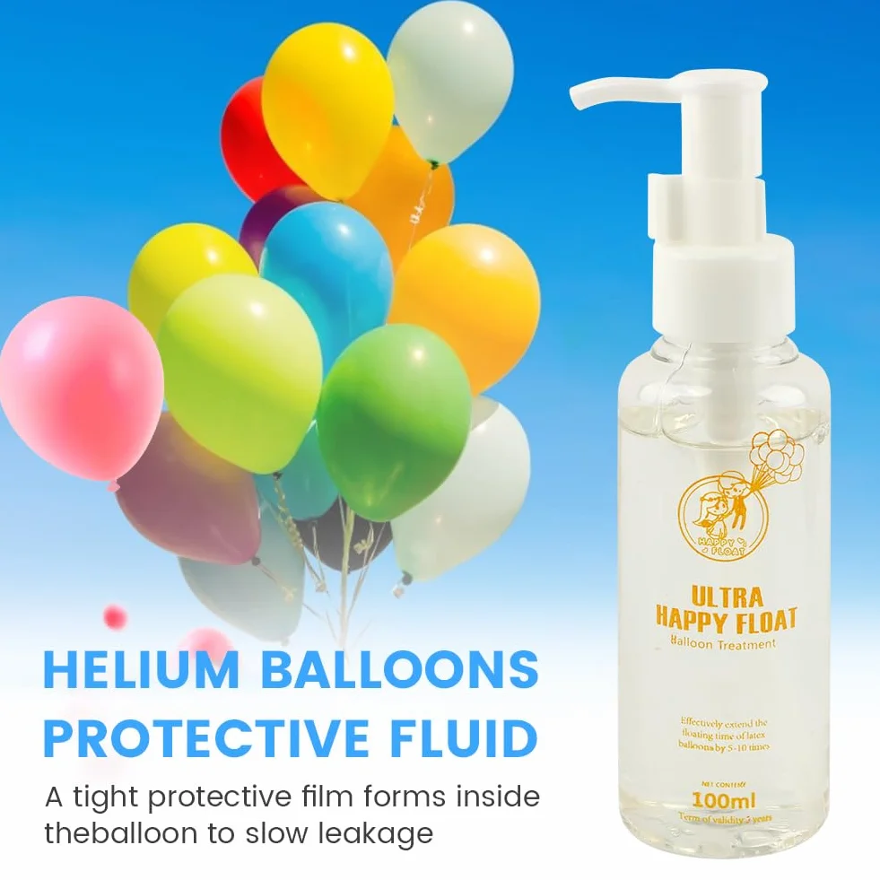 Hi Float zestaw do pielęgnacji balonów lateksowych ultra helowych, 50/100 ml, przyjazny dla środowiska płyn ochronny z lateksową pompką do balonów, hi flo