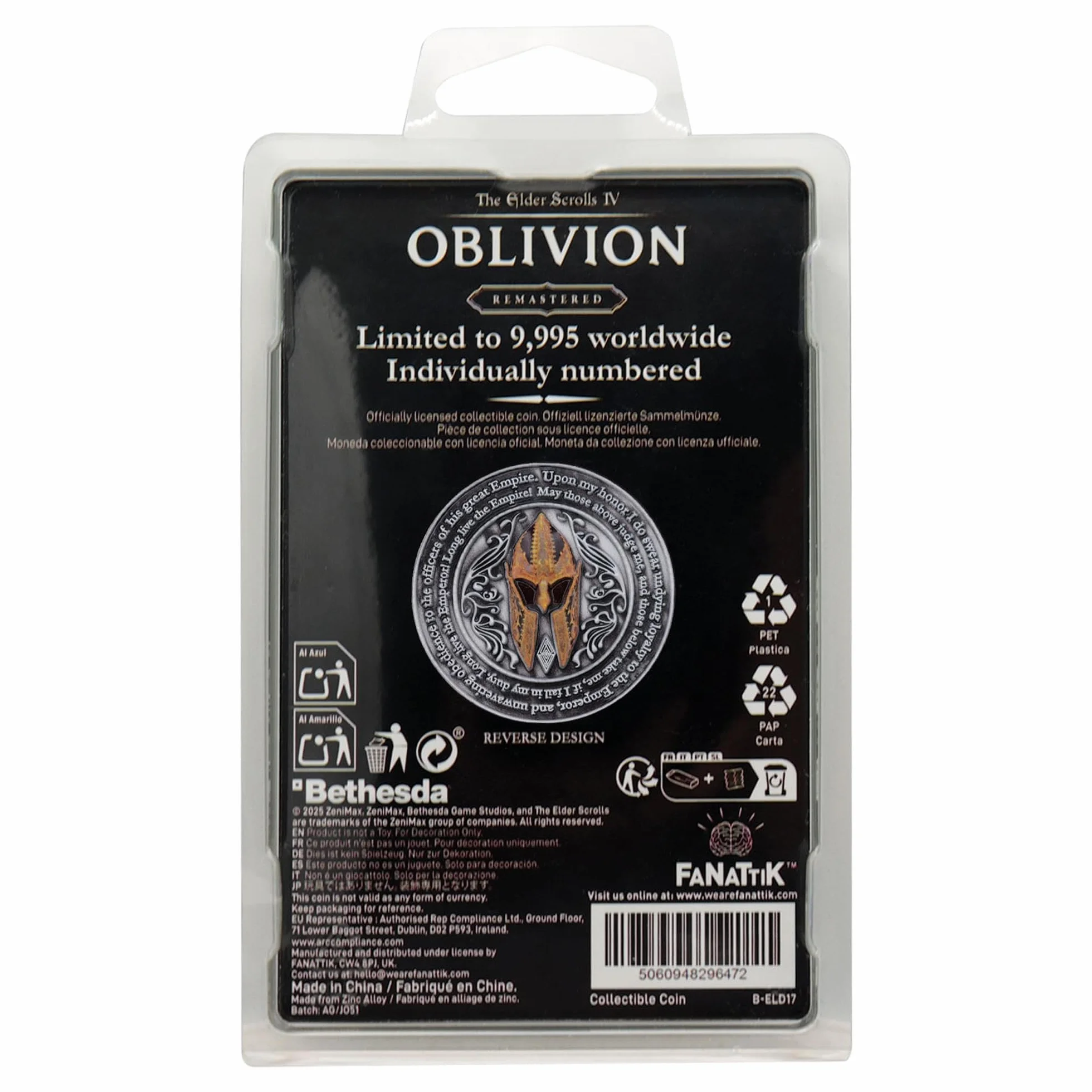 FaNaTtik The Elder Scrolls IV: Oblivion Imperial City Coin - oficjalnie licencjonowana limitowana edycja kolekcjonerska - indywidualnie numerowana - średnica 38 mm