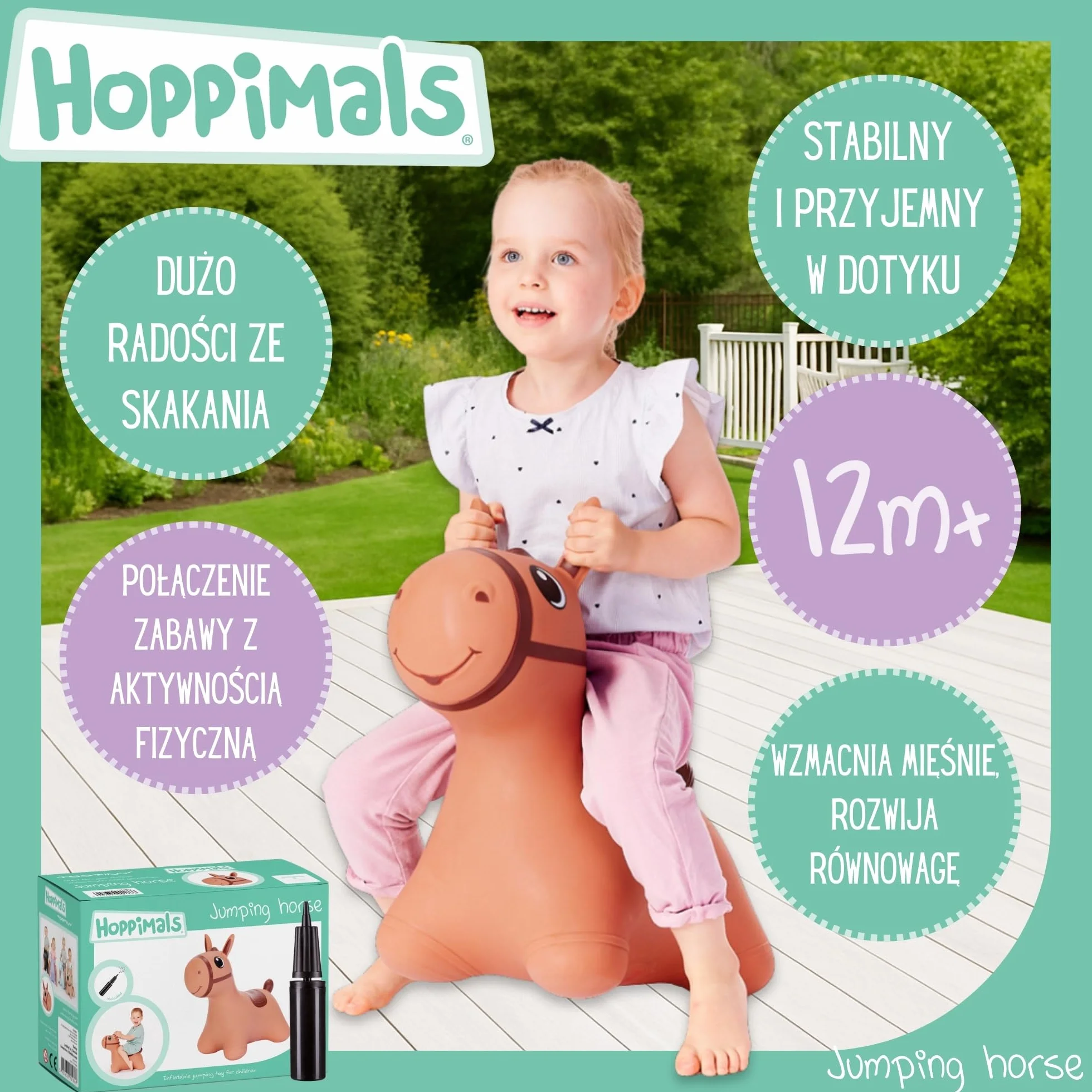 T-TFF-NN186 Gumowy Skoczek, konik brązowy, pompka
