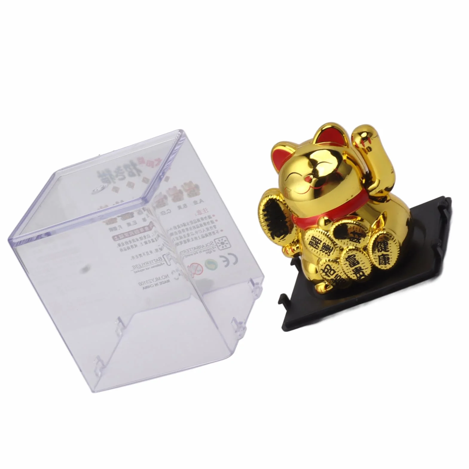 Solar Powered Lucky Cat 2 Inch Mini Cute Solar Waving Cat Lucky Wealth Welcoming Cat for Home Car Decoration Solar Powered Lucky Cat (Złoto)
