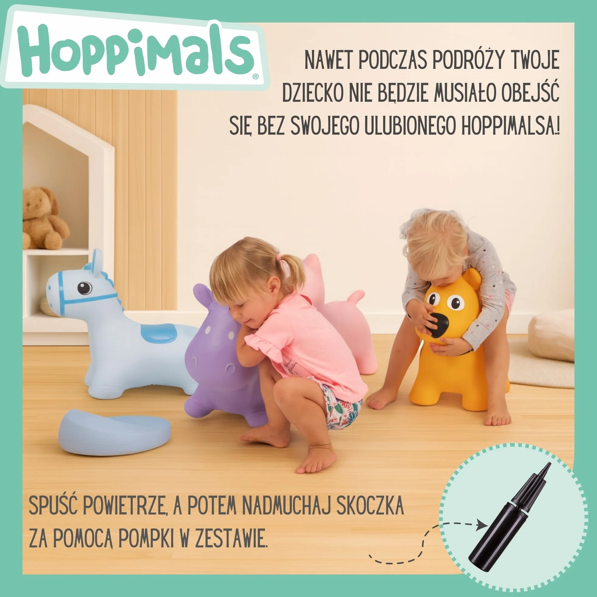 T-TFF-NN186 Gumowy Skoczek, konik brązowy, pompka