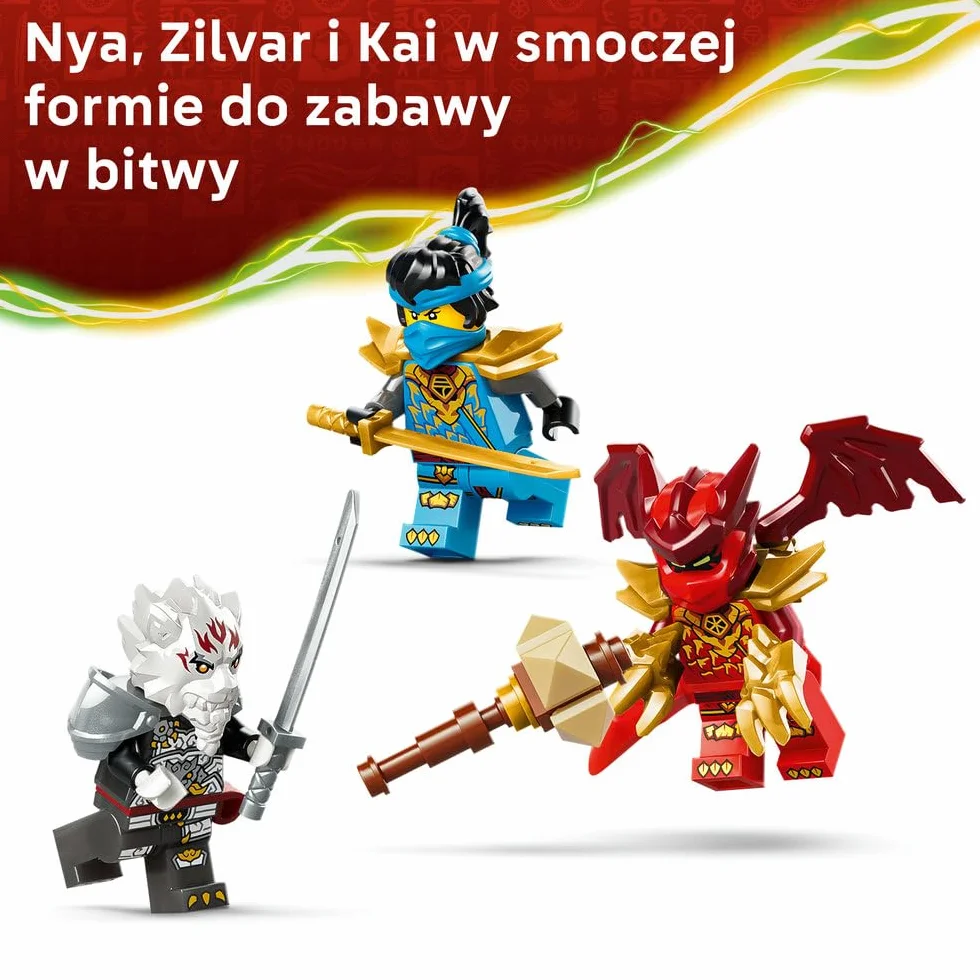 LEGO NINJAGO Zilvar i smocza bestia Grimtak, zabawka konstrukcyjna, klocki dla chłopca lub dziewczynki, zestaw z figurką smoka i minifigurkami, pomysł na prezent dla dziecka od 7 lat 71863