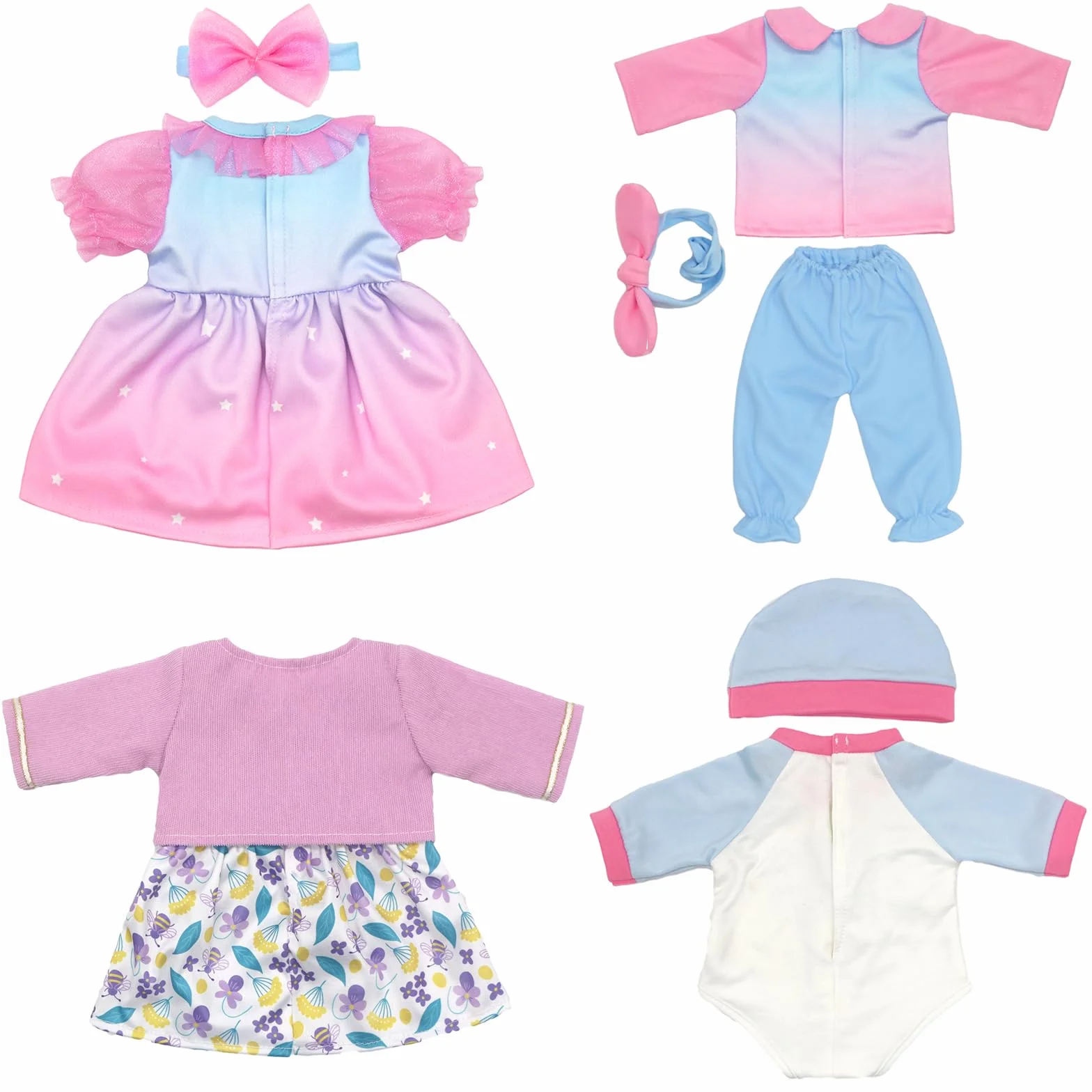 Ubranie dla lalek 36-43 cm / 17 cali New Born Baby Lalki, 4 opakowania (bez lalki) --Pang, OTMOON8112