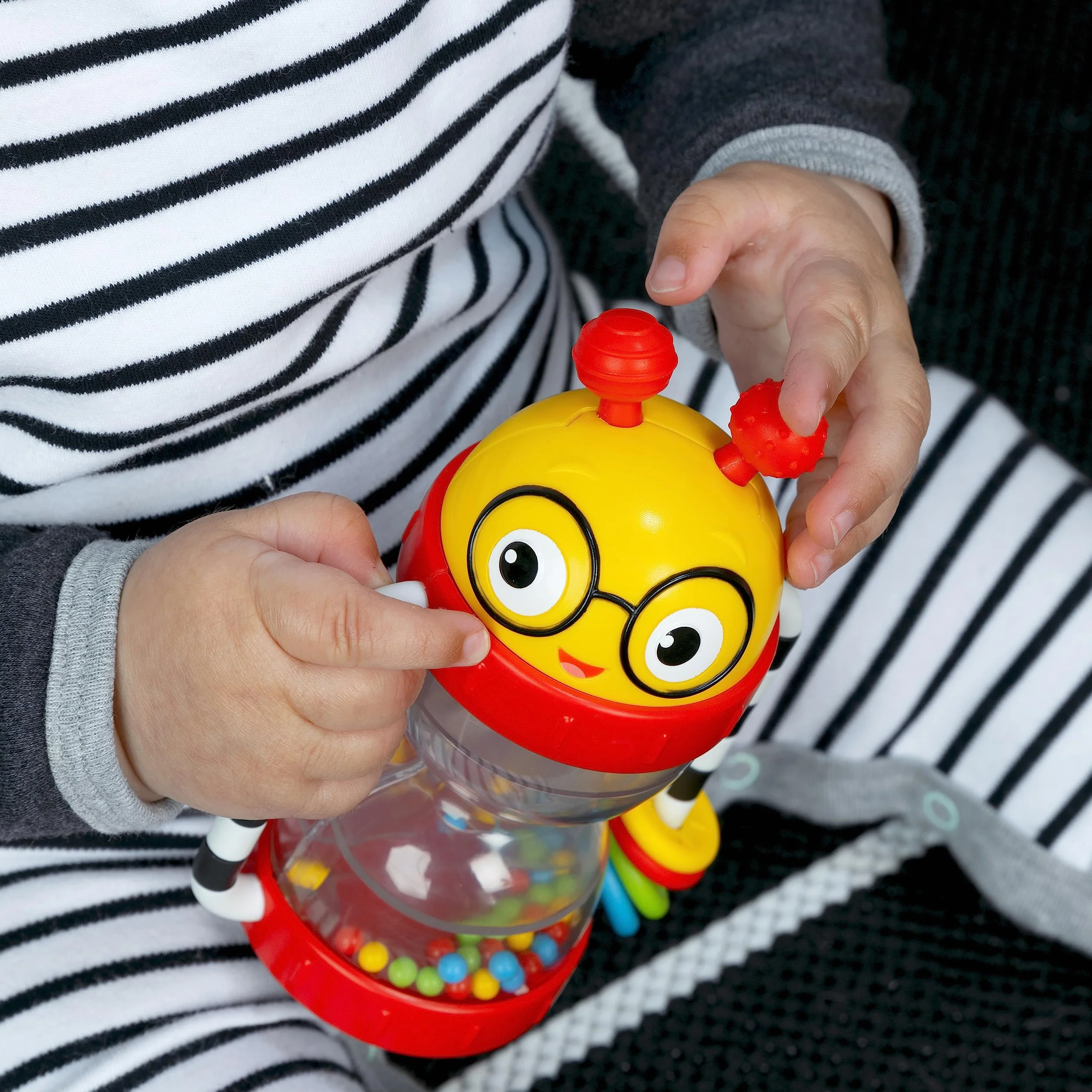 Baby Einstein Cal's Sensory Shake-up Developmental Activity Sonaglio giocattolo senza BPA, per neonati dai 3 mesi in su