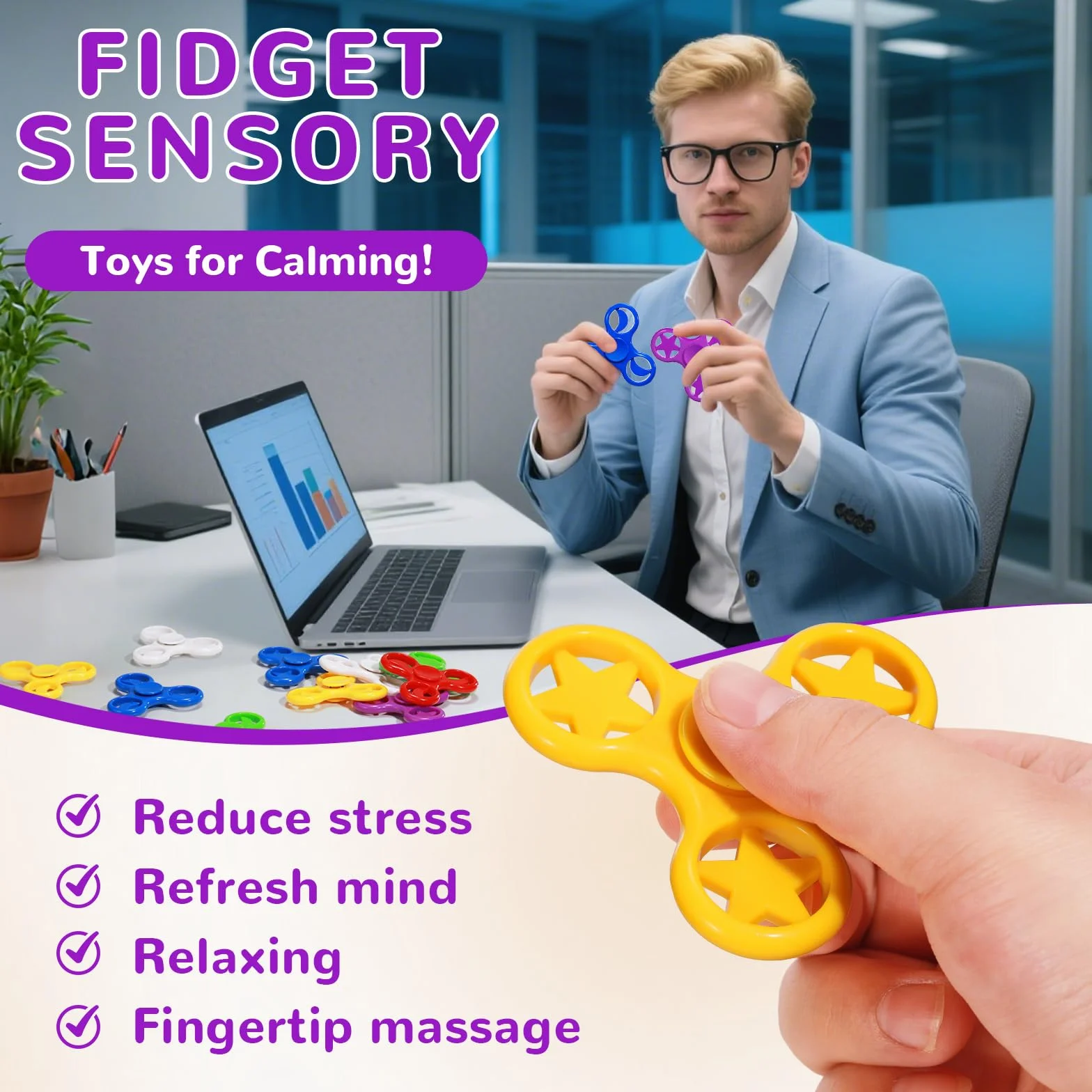SCIONE Zestaw 12 Fidget Spinnerów - Kolorowe Spinnery Ręczne Antystresowe dla Dzieci i Dorosłych