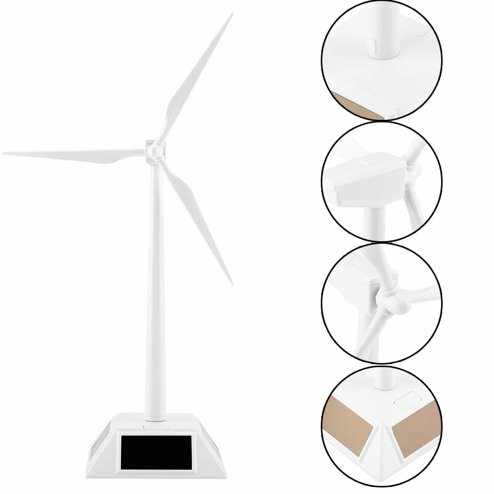ABS zasilany energią słoneczną wiatrak Model zabawka pulpit biurowy wiatrak Craft Kids Children Science Education Learning Toy White