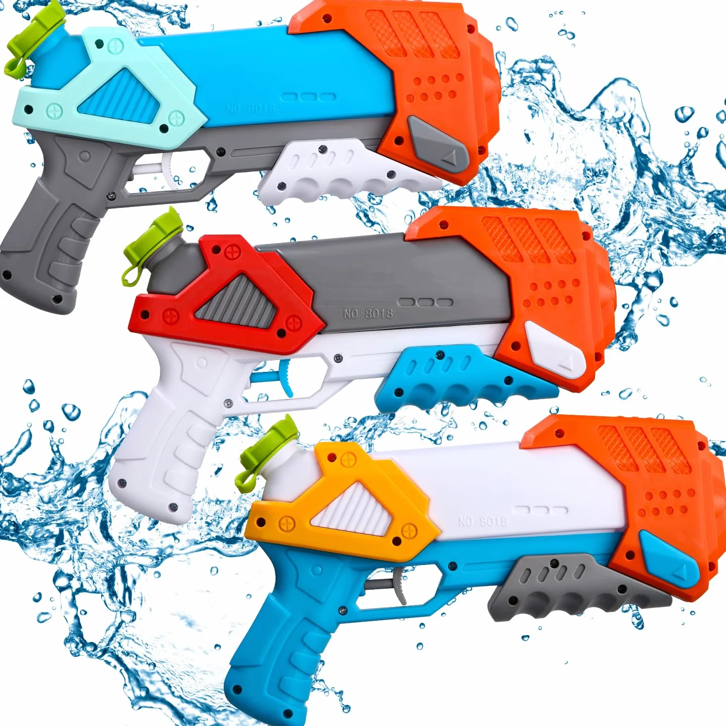 Cotepi Pistolet na wodę dla dzieci, zestaw 3 pistoletów na wodę, pistolet natryskowy, zasięg 10-11 m, pojemność 800 ml, zabawka, plaża na świeżym powietrzu, dla dzieci i dorosłych, na plażę