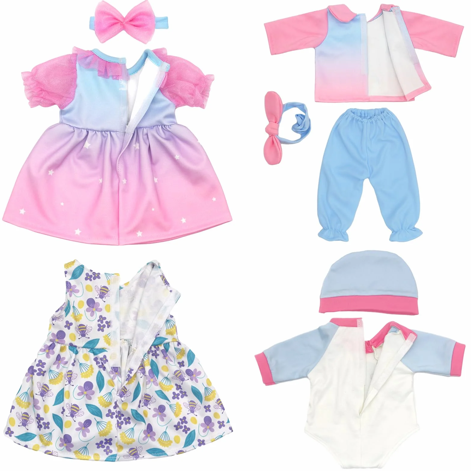 Ubranie dla lalek 36-43 cm / 17 cali New Born Baby Lalki, 4 opakowania (bez lalki) --Pang, OTMOON8112