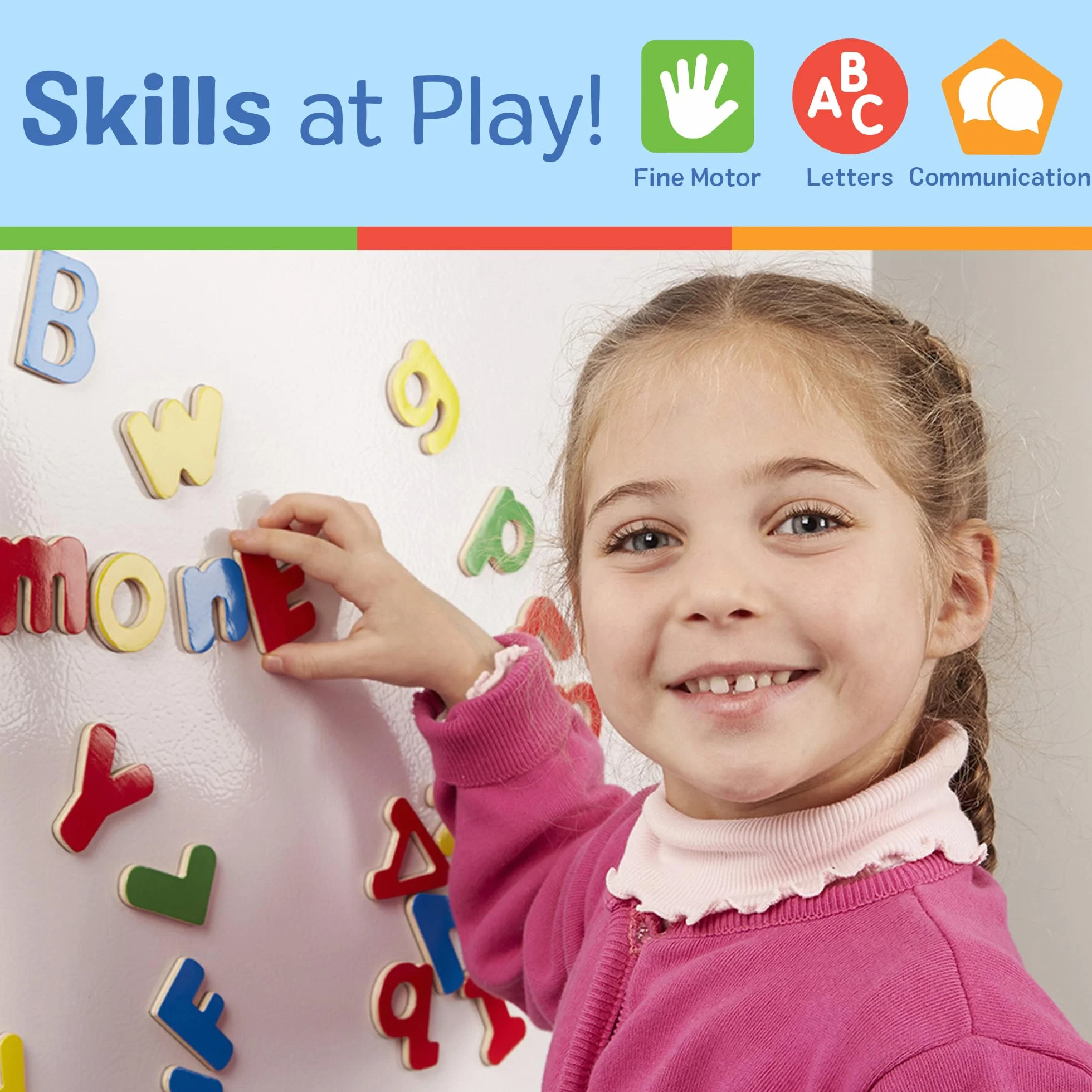 Melissa & Doug – drewniane magnesy literki | zabawka rozwojowa | kompetencje kognitywne | 3+ | prezent dla chłopca lub dziewczynki