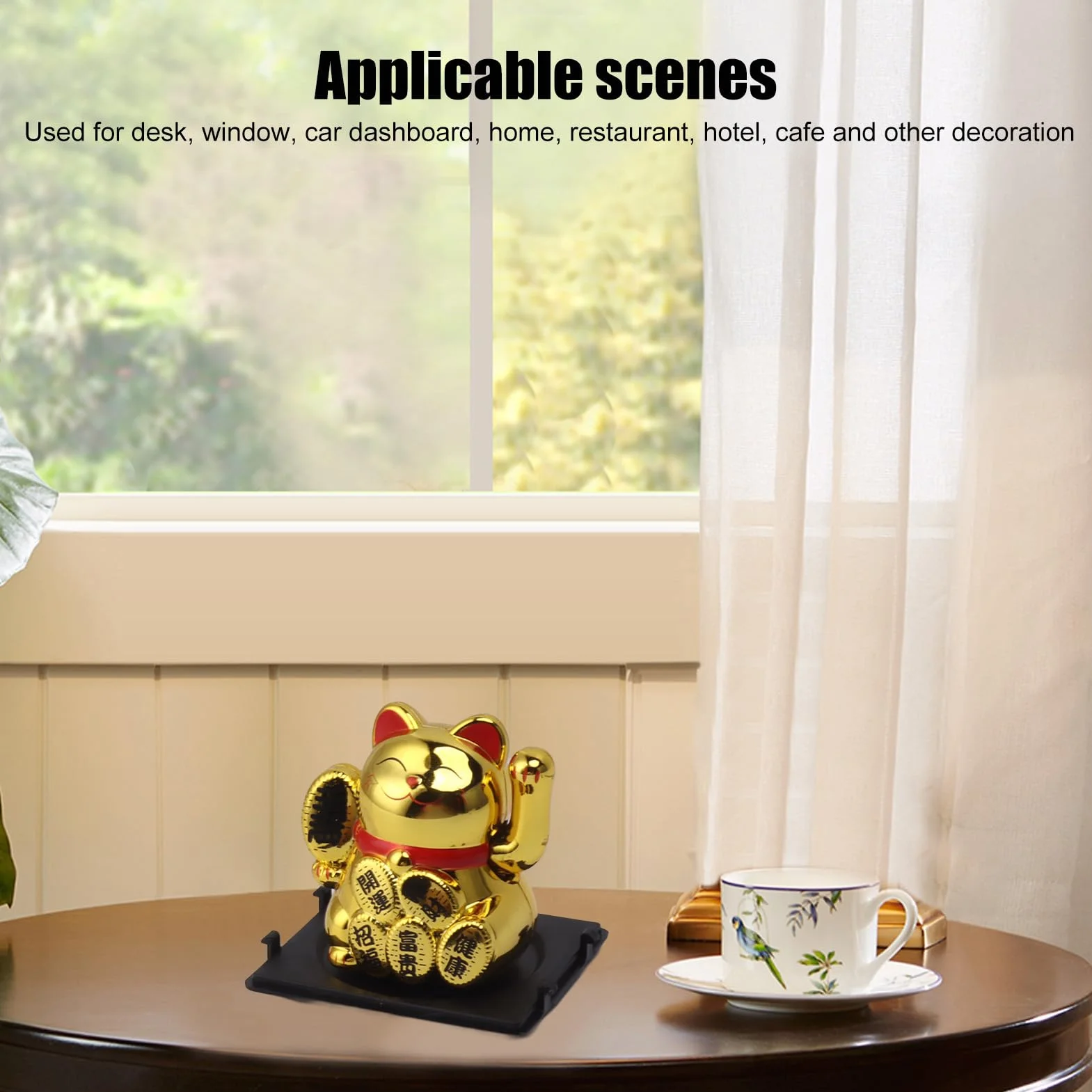 Solar Powered Lucky Cat 2 Inch Mini Cute Solar Waving Cat Lucky Wealth Welcoming Cat for Home Car Decoration Solar Powered Lucky Cat (Złoto)