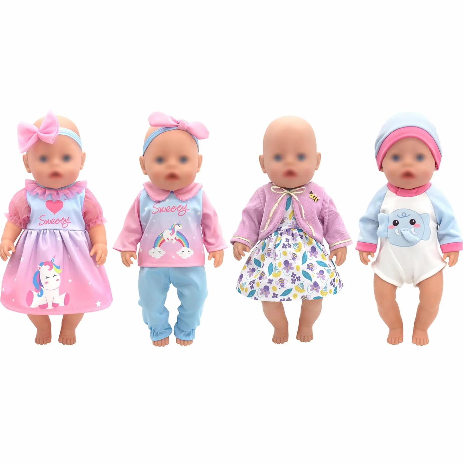 Ubranie dla lalek 36-43 cm / 17 cali New Born Baby Lalki, 4 opakowania (bez lalki) --Pang, OTMOON8112
