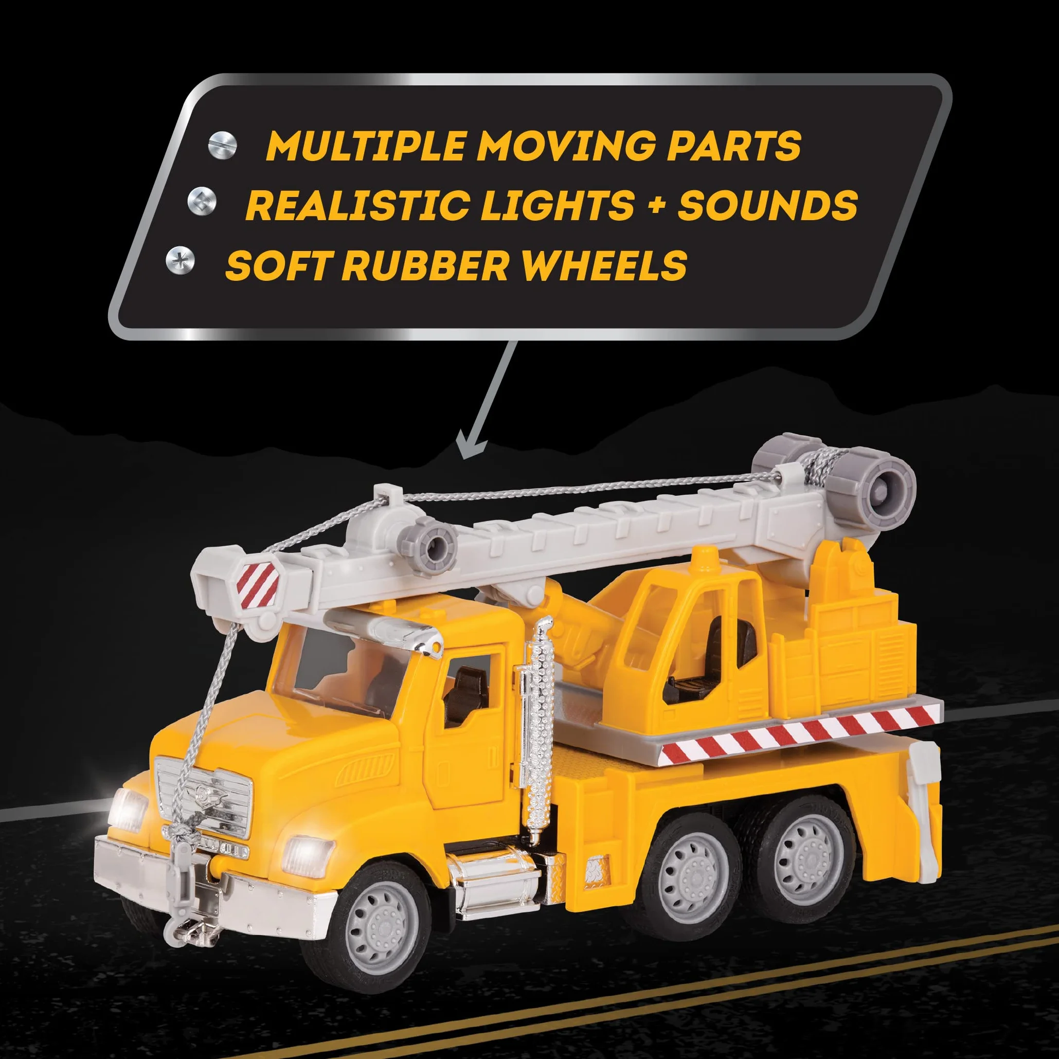Driven WH1011Z żuraw i linki mikro zabawkowe – łącznie z funkcjonalnymi lampami LED i dźwiękami – samochody i ciężarówki dla dzieci w wieku od 3 lat, nylon/A