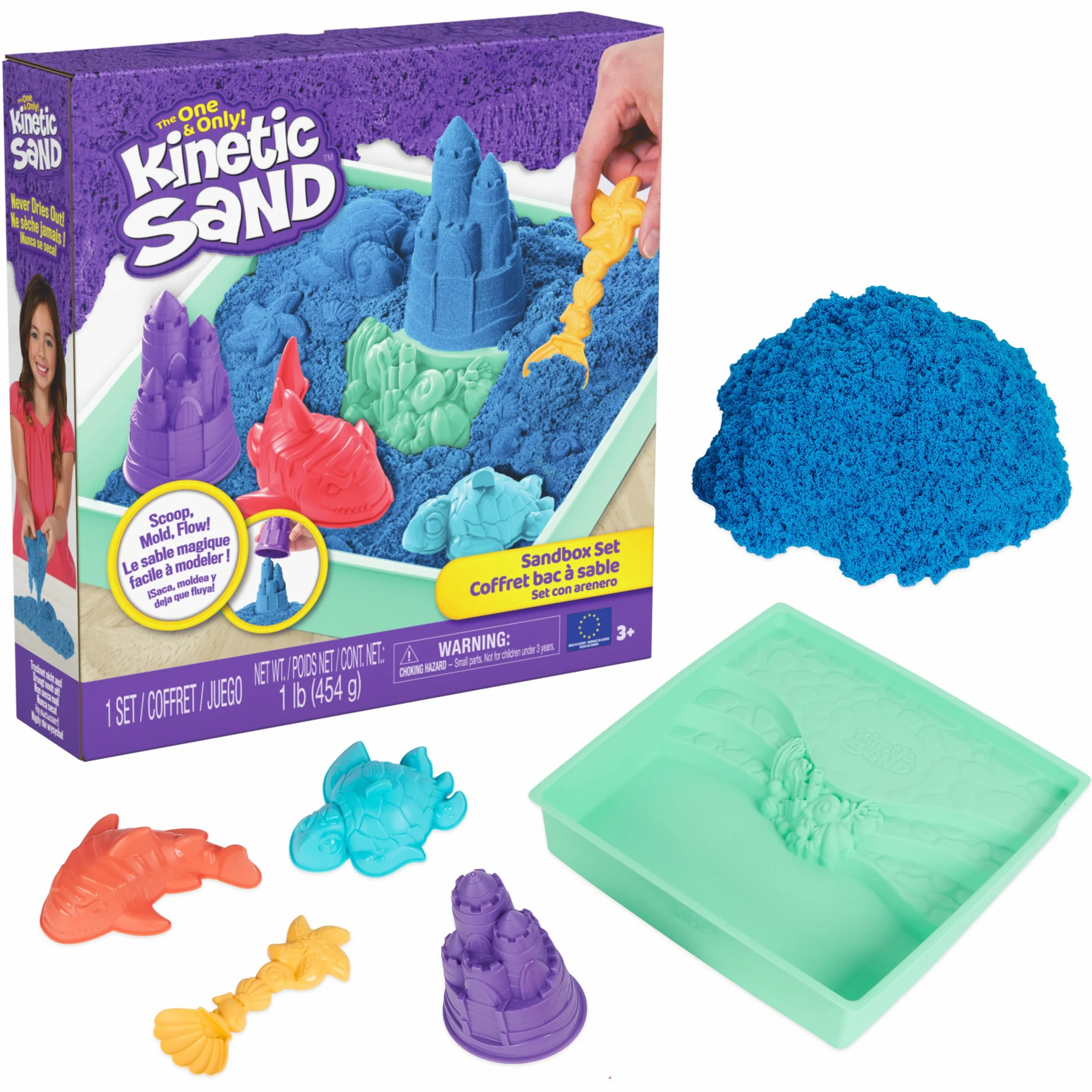 Kinetic Sand - Zestaw piaskownica. Niebieski piasek do zabawy
