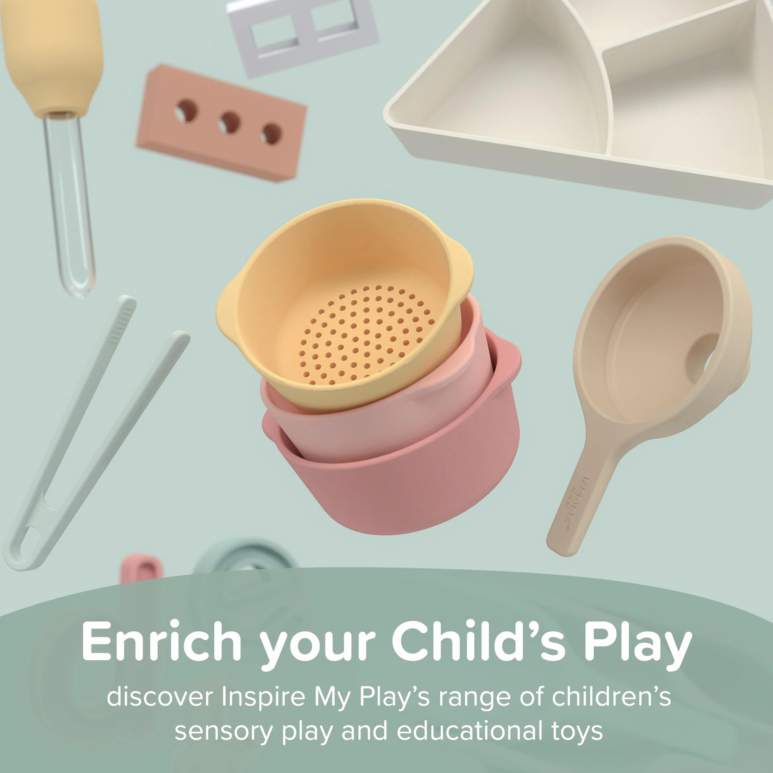 Inspire My Play – 4 x silikonną łopatki do układania w stos – doskonałe akcesoria do tacty sensorycznej – zabawka do wczesnego rozwoju i aktywności, MS4NAT