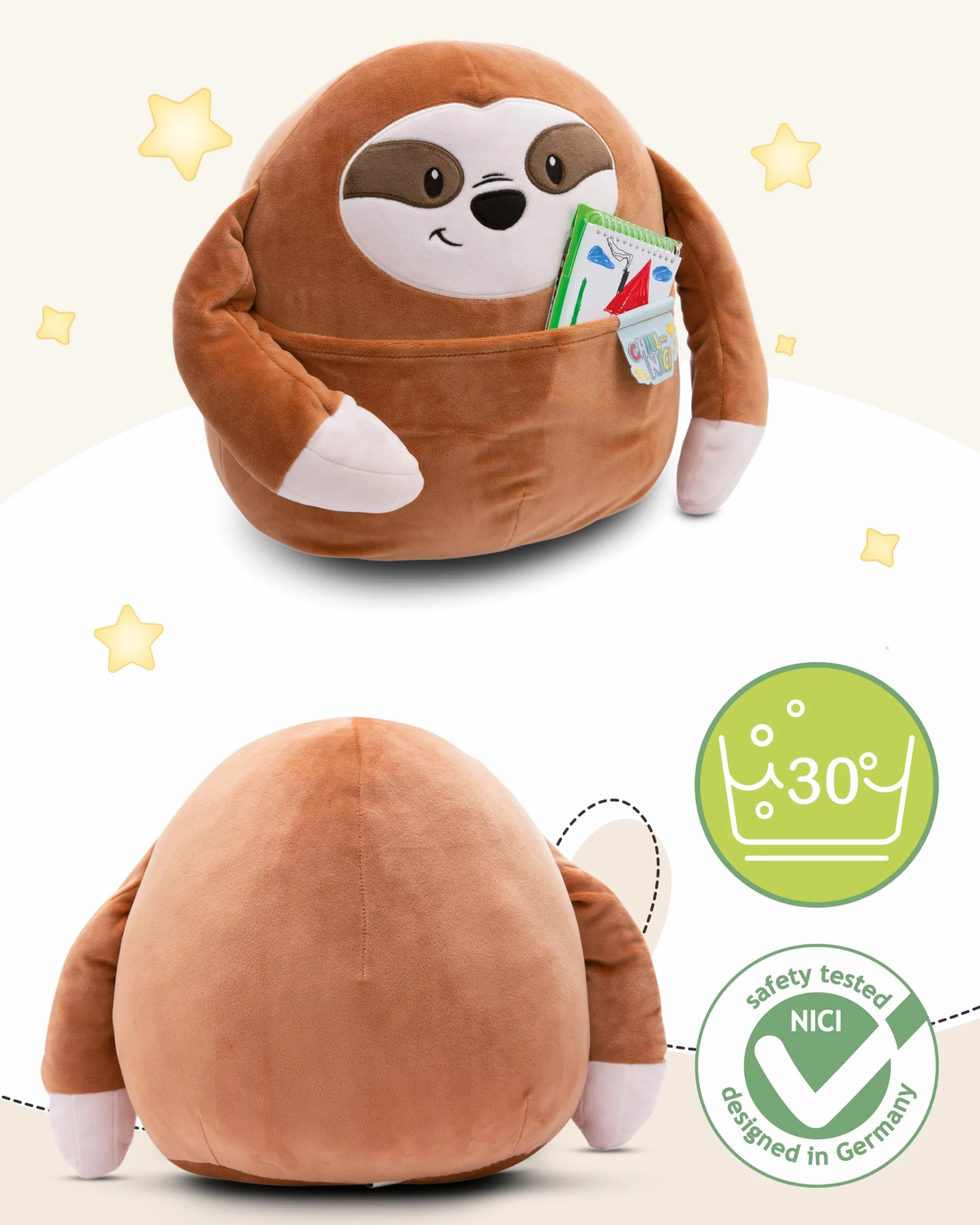 NICI Pluszowa zabawka Chill-NICI Leniwiec 30 cm - Pluszowy leniwiec z małymi rączkami dla dziewczynek, chłopców i niemowląt, Milutkia i super mięciutka zabawka - 49891
