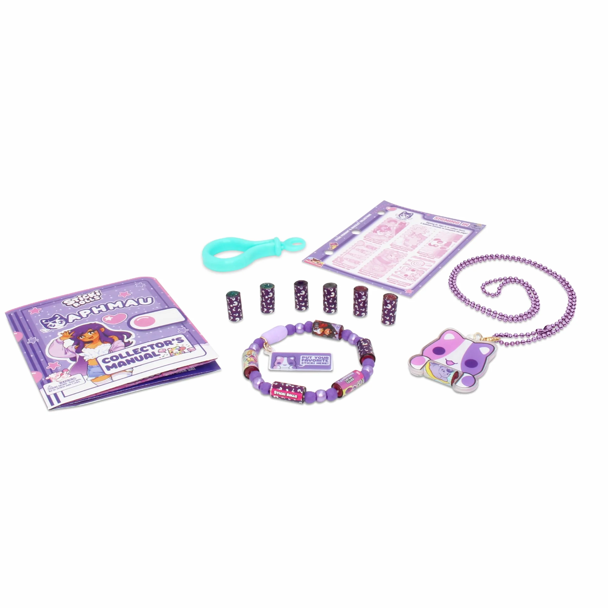 Sticki Rolls Zestaw wisiorków i bransoletek Aphmau, edycja limitowana, zawiera 120 naklejek, holograficzny wisiorek i bransoletkę Aphmau, kolekcjonerska zabawa kawaii!