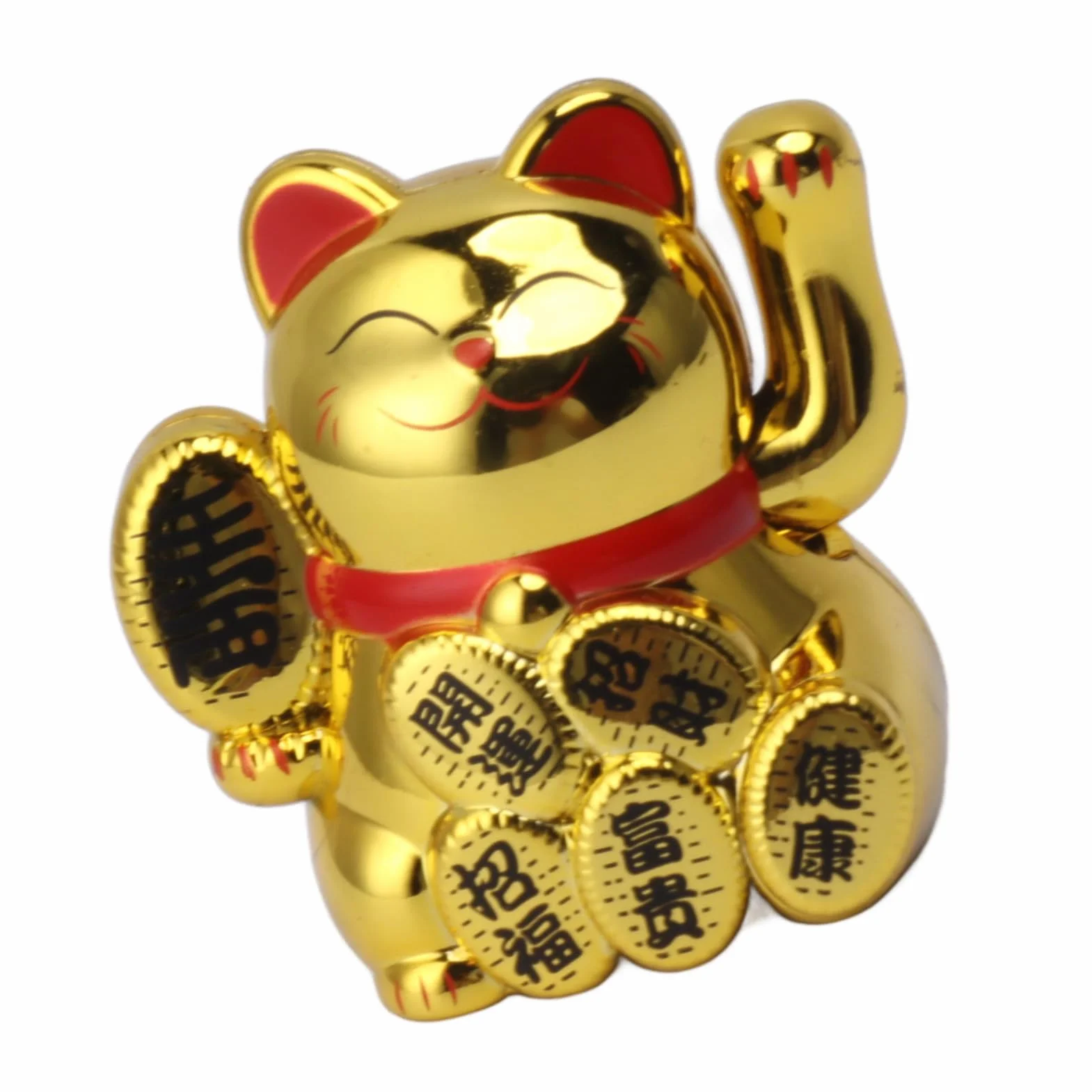 Solar Powered Lucky Cat 2 Inch Mini Cute Solar Waving Cat Lucky Wealth Welcoming Cat for Home Car Decoration Solar Powered Lucky Cat (Złoto)