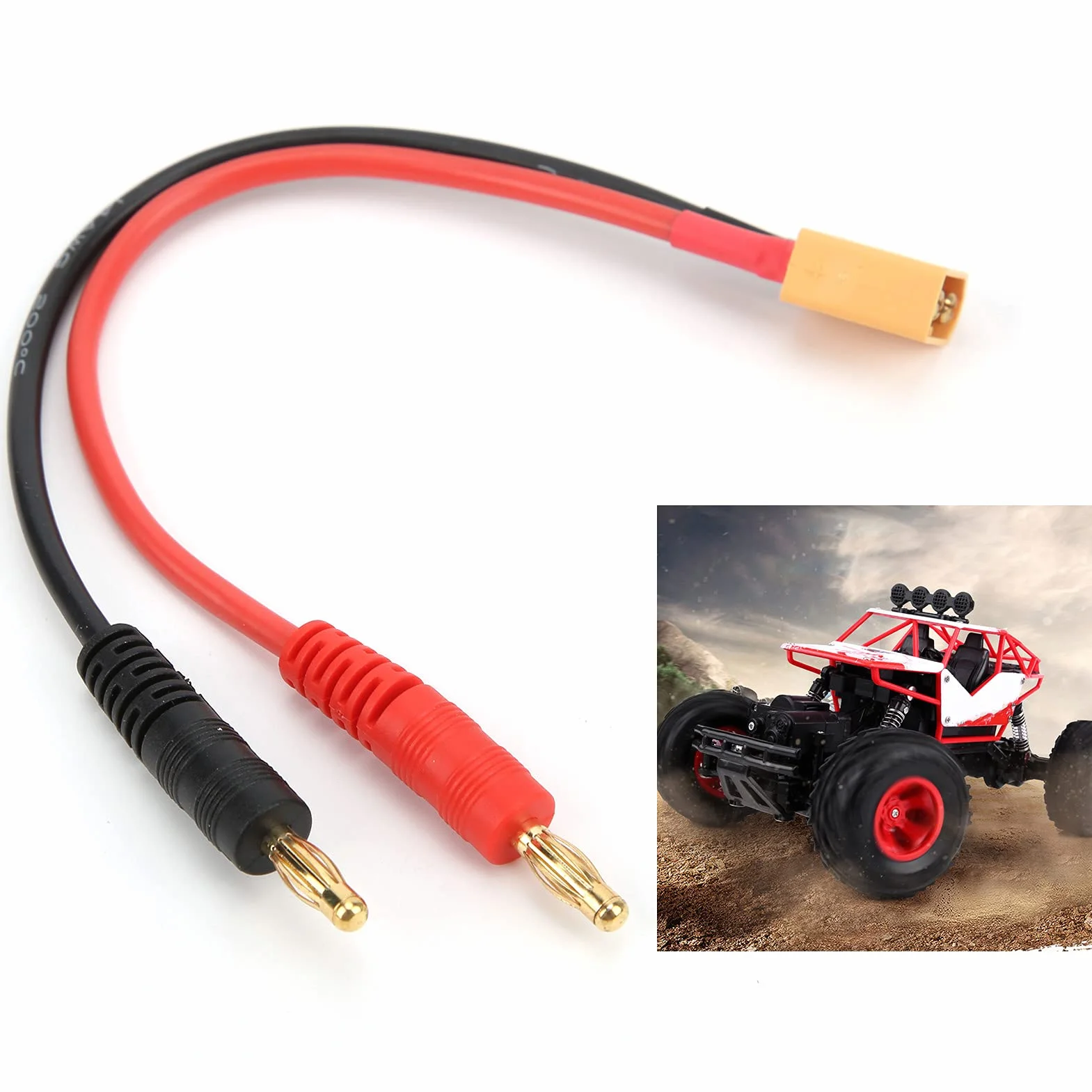 Kabel do ładowarki RC Lipo XT60 4mm Wtyk Bananowy 14AWG Silikonowy