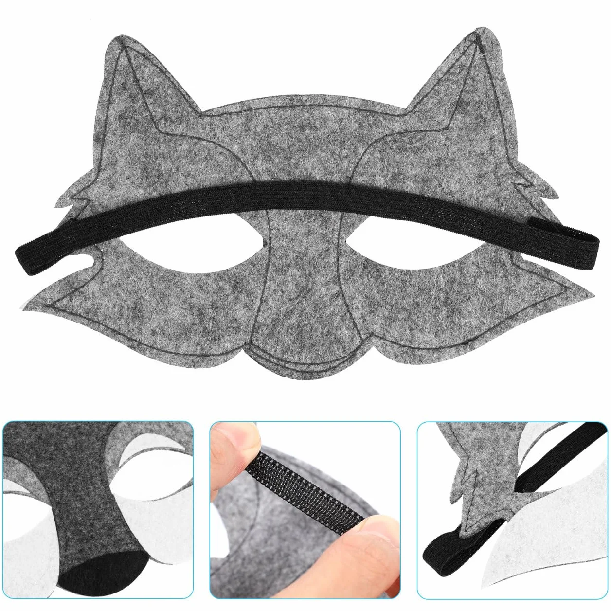 STOBOK Wilk czuł pół zwierzęcia maskarada, do cosplay, rekwizyty do kostiumu, akcesoria na Halloween, Boże Narodzenie, dekoracja, na imprezę, 3 sztuki