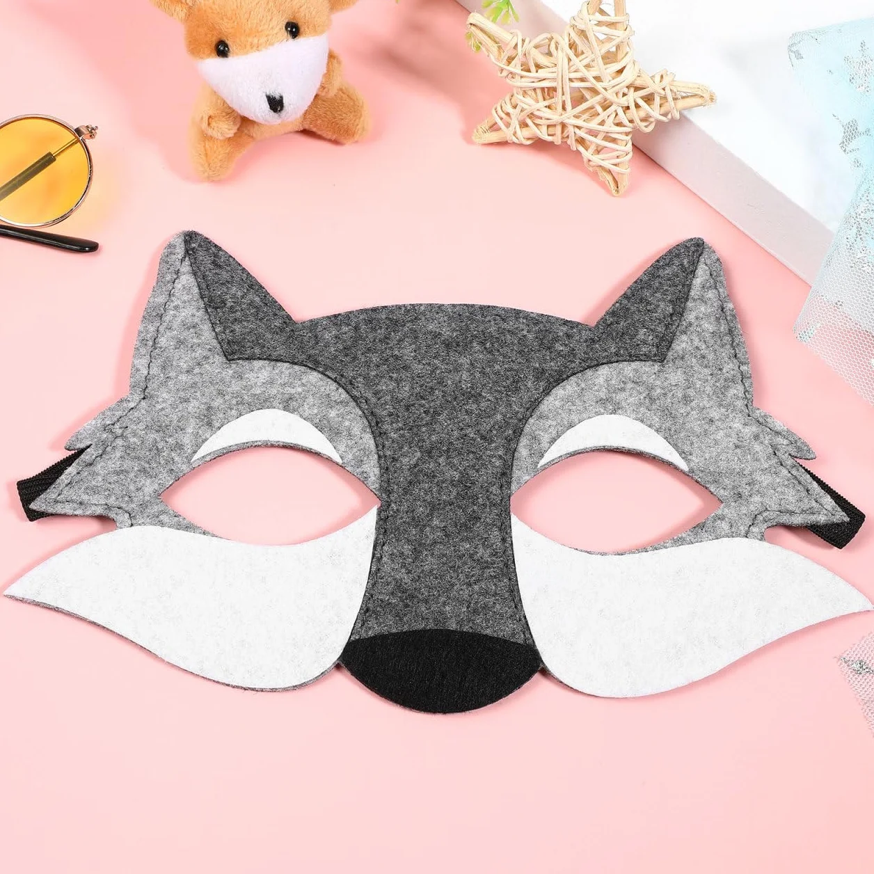 STOBOK Wilk czuł pół zwierzęcia maskarada, do cosplay, rekwizyty do kostiumu, akcesoria na Halloween, Boże Narodzenie, dekoracja, na imprezę, 3 sztuki